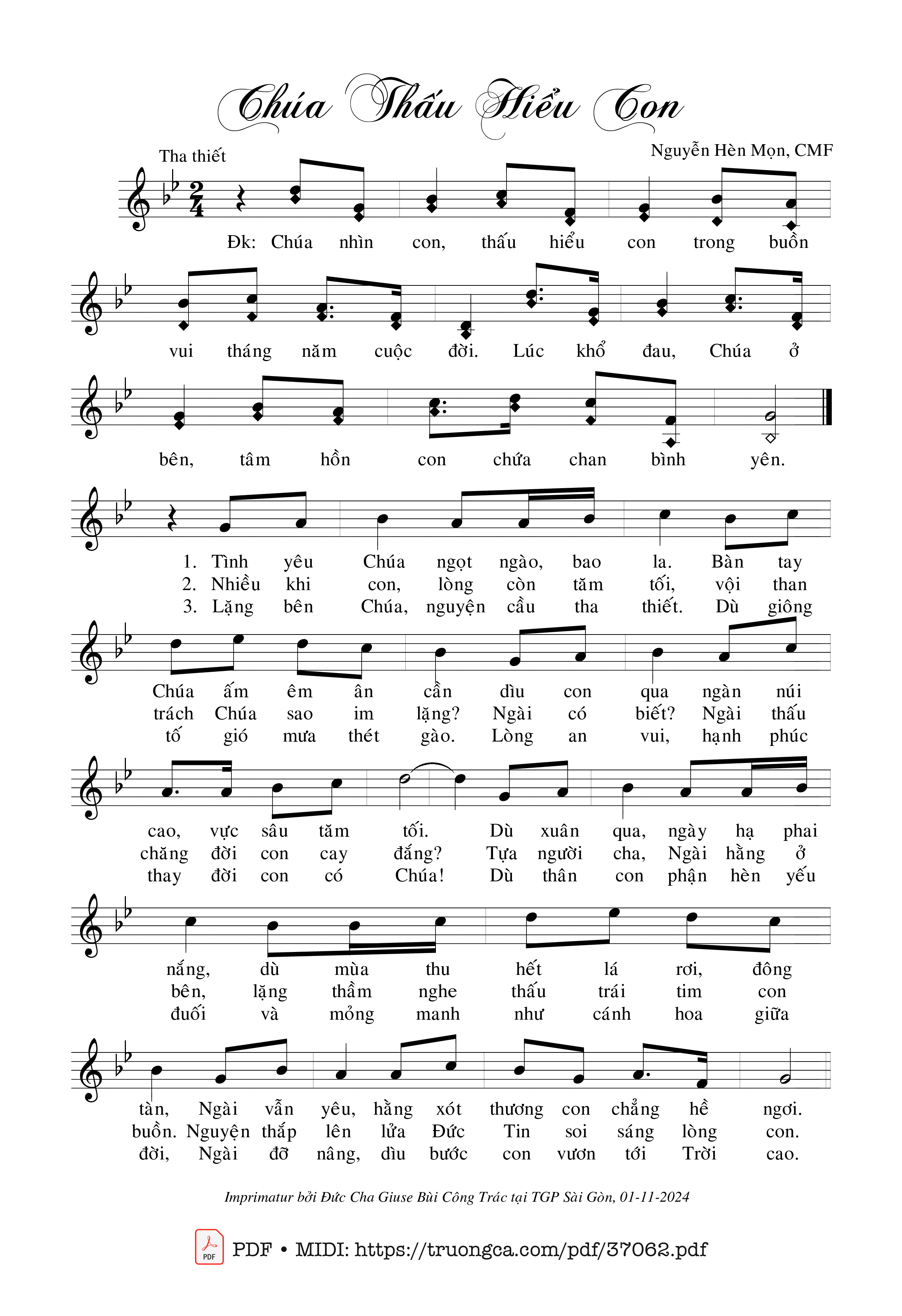 Page 1 of Sheet music PDF Chúa Thấu Hiểu Con - Nguyễn Hèn Mọn