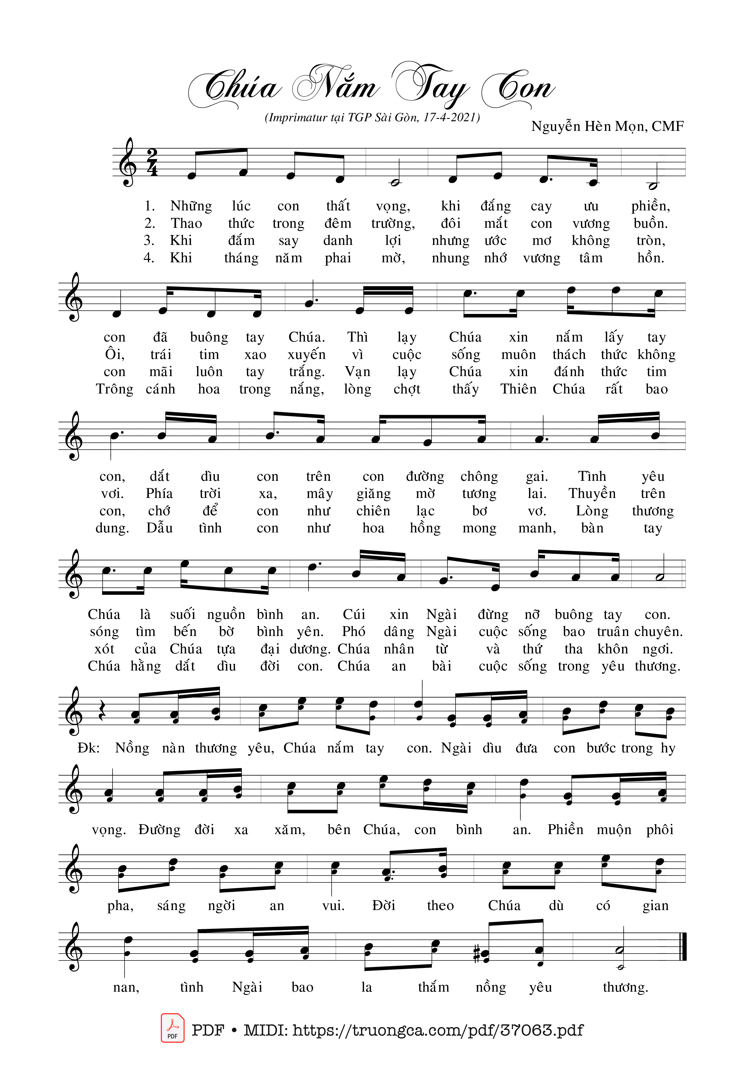 Page 1 of Sheet music PDF Chúa Nắm Tay Con - Nguyễn Hèn Mọn