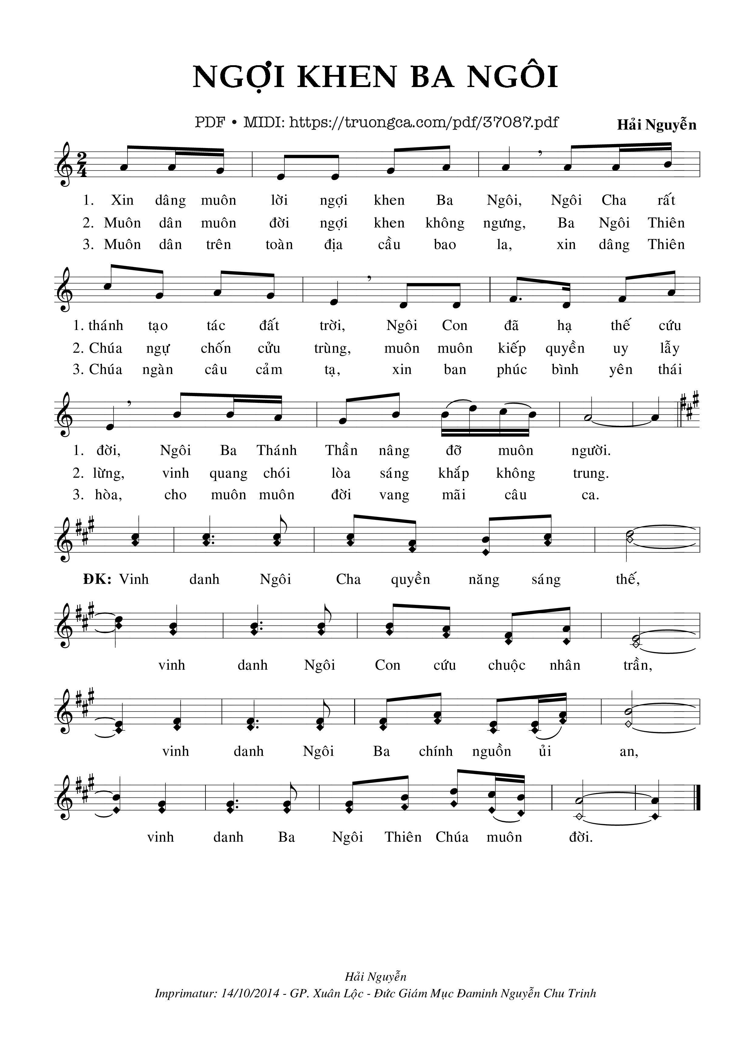 Page 1 of Sheet music PDF Ngợi Khen Ba Ngôi - Hải Nguyễn