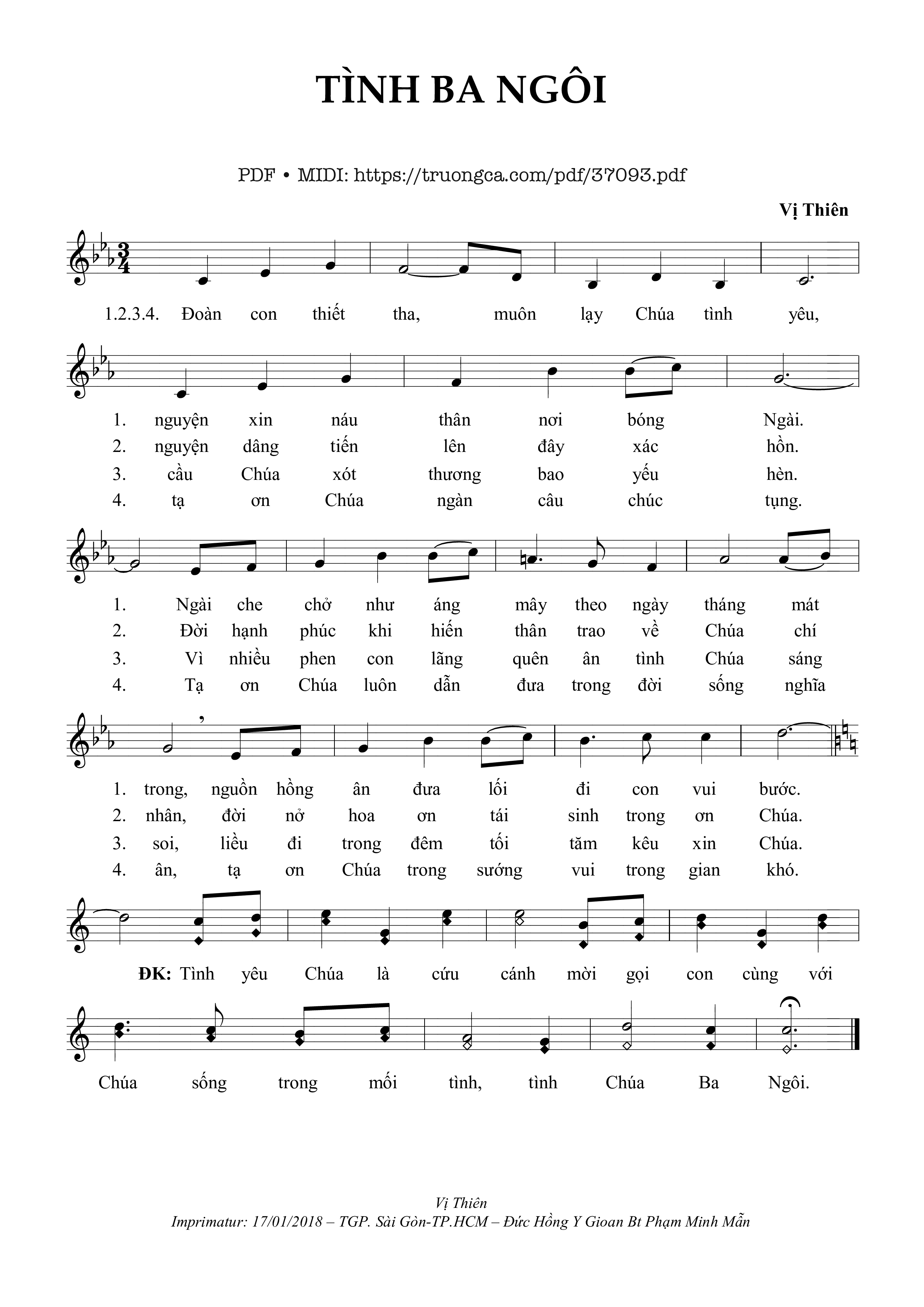 Page 1 of Sheet music PDF Tình Ba Ngôi - Vị Thiên
