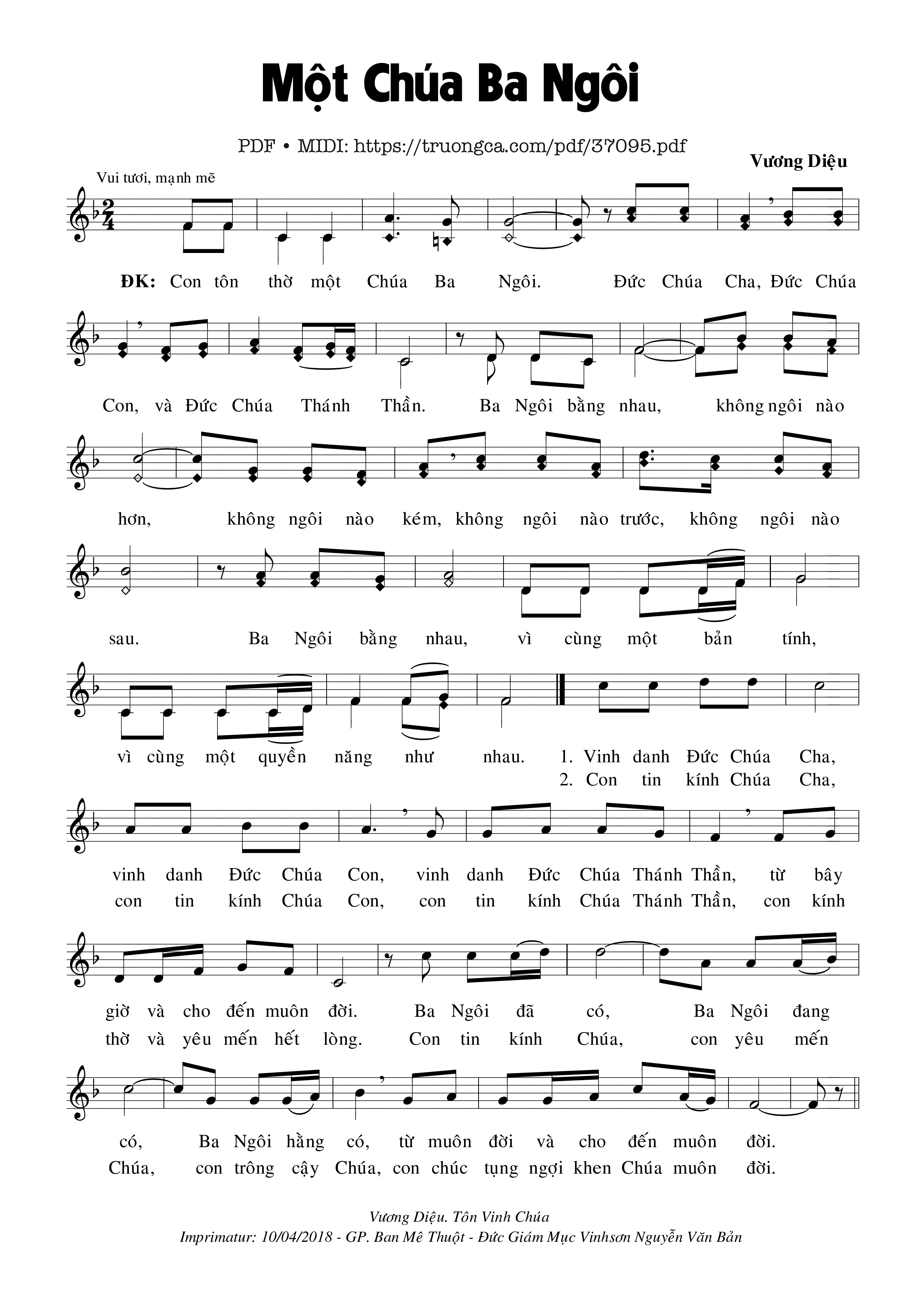 Page 1 of Sheet music PDF Một Chúa Ba Ngôi - Vương Diệu