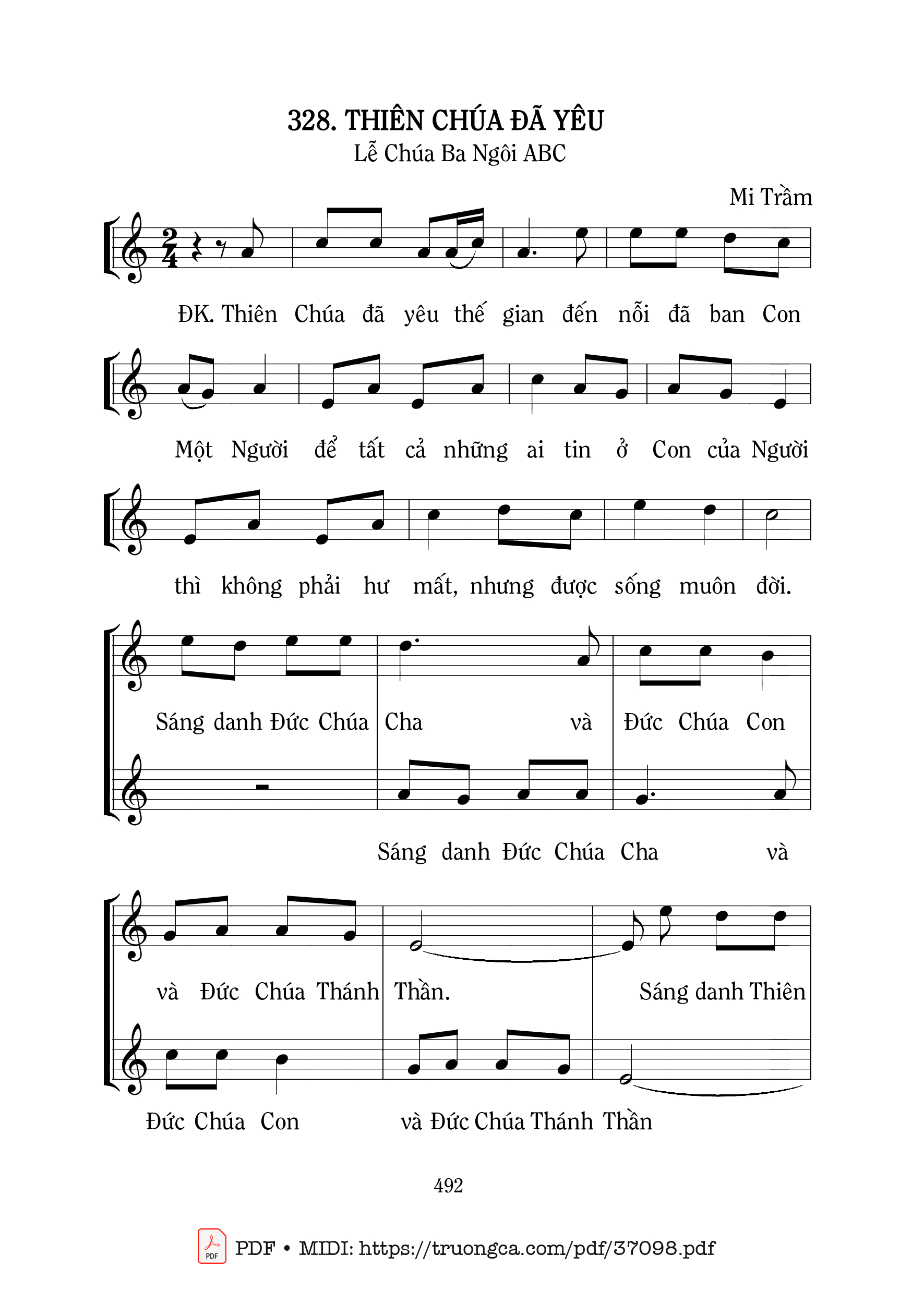Page 1 of Sheet music PDF Thiên Chúa Đã Yêu - Mi Trầm