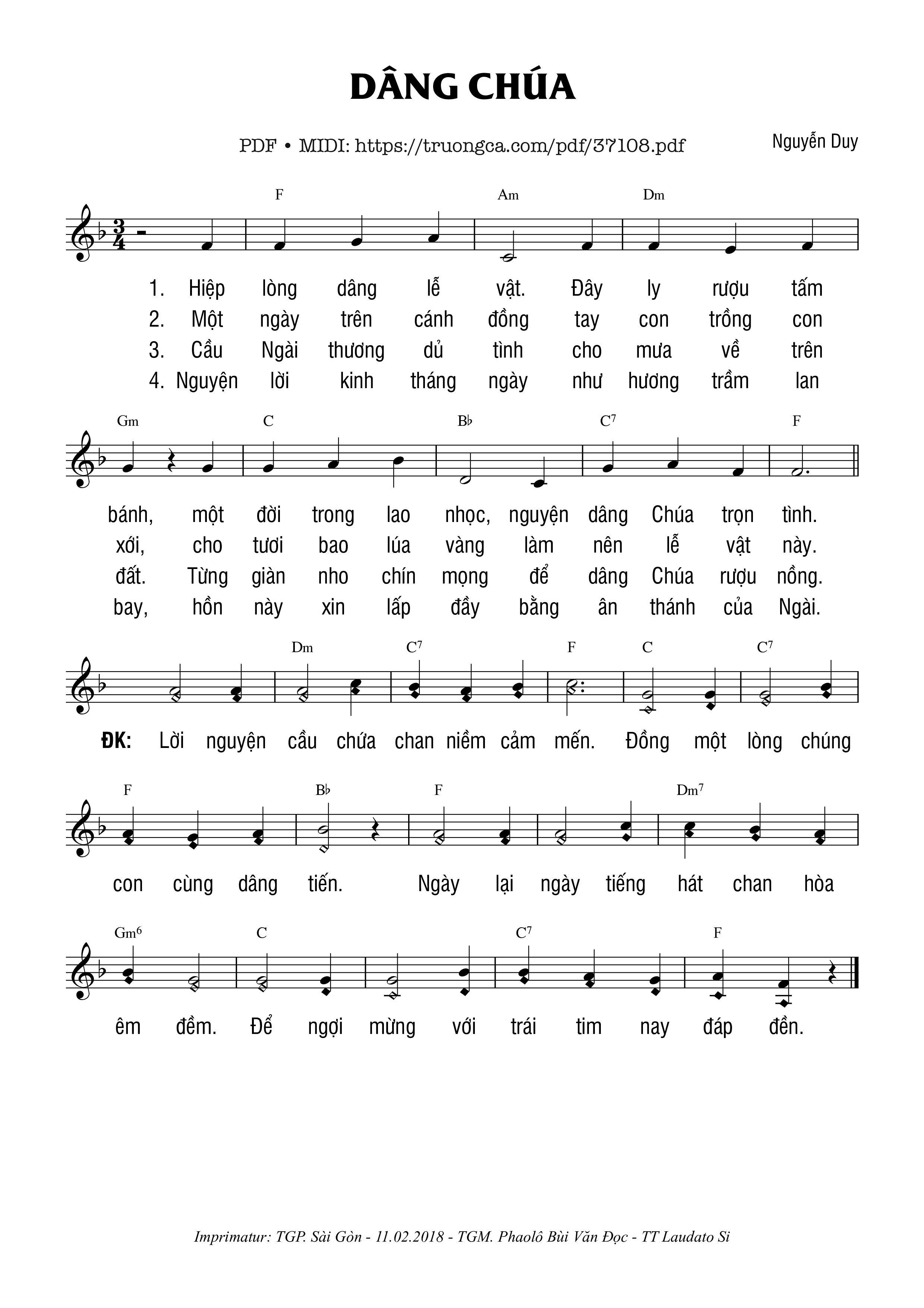 Page 1 of Sheet music PDF Dâng Chúa - Nguyễn Duy