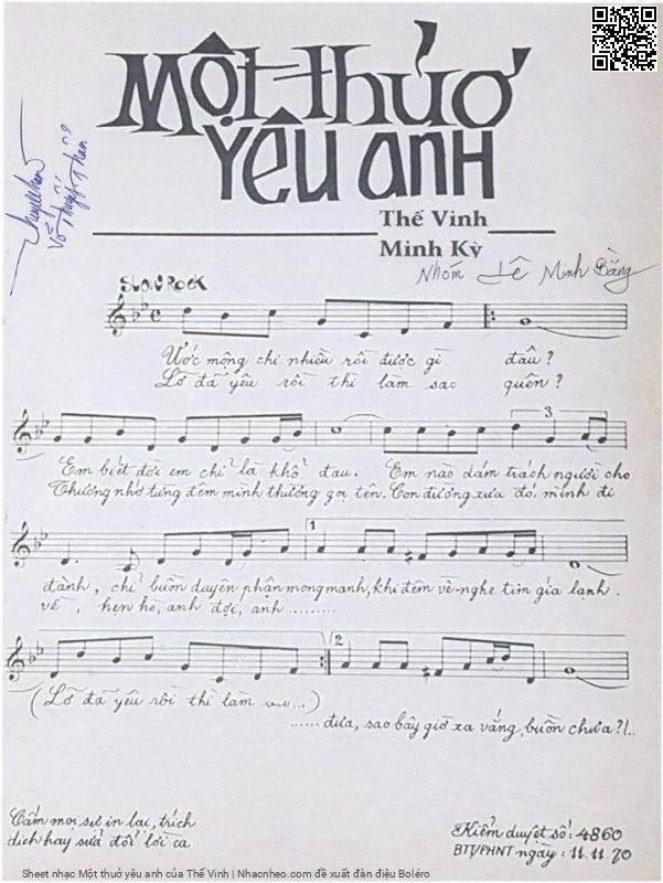 Page 2 of Sheet music PDF Một thuở yêu anh - Thế Vinh