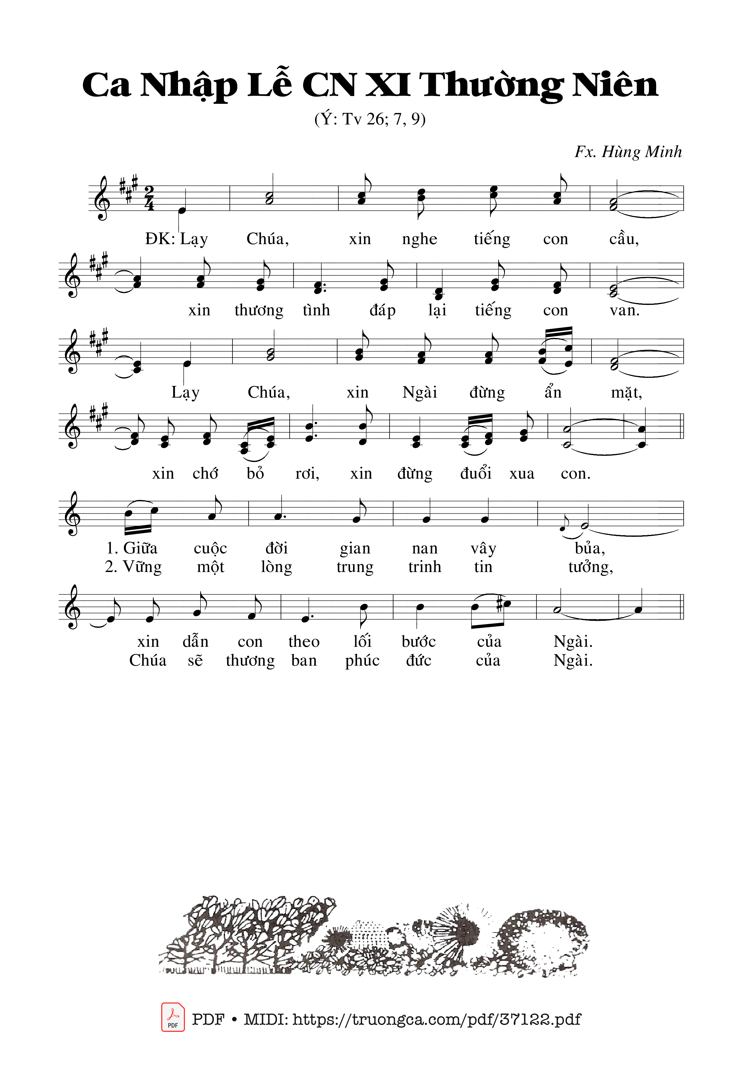 Page 1 of Sheet music PDF Thánh Vịnh 26, Nhập Lễ 11 Thường Niên - Trần Hùng Minh