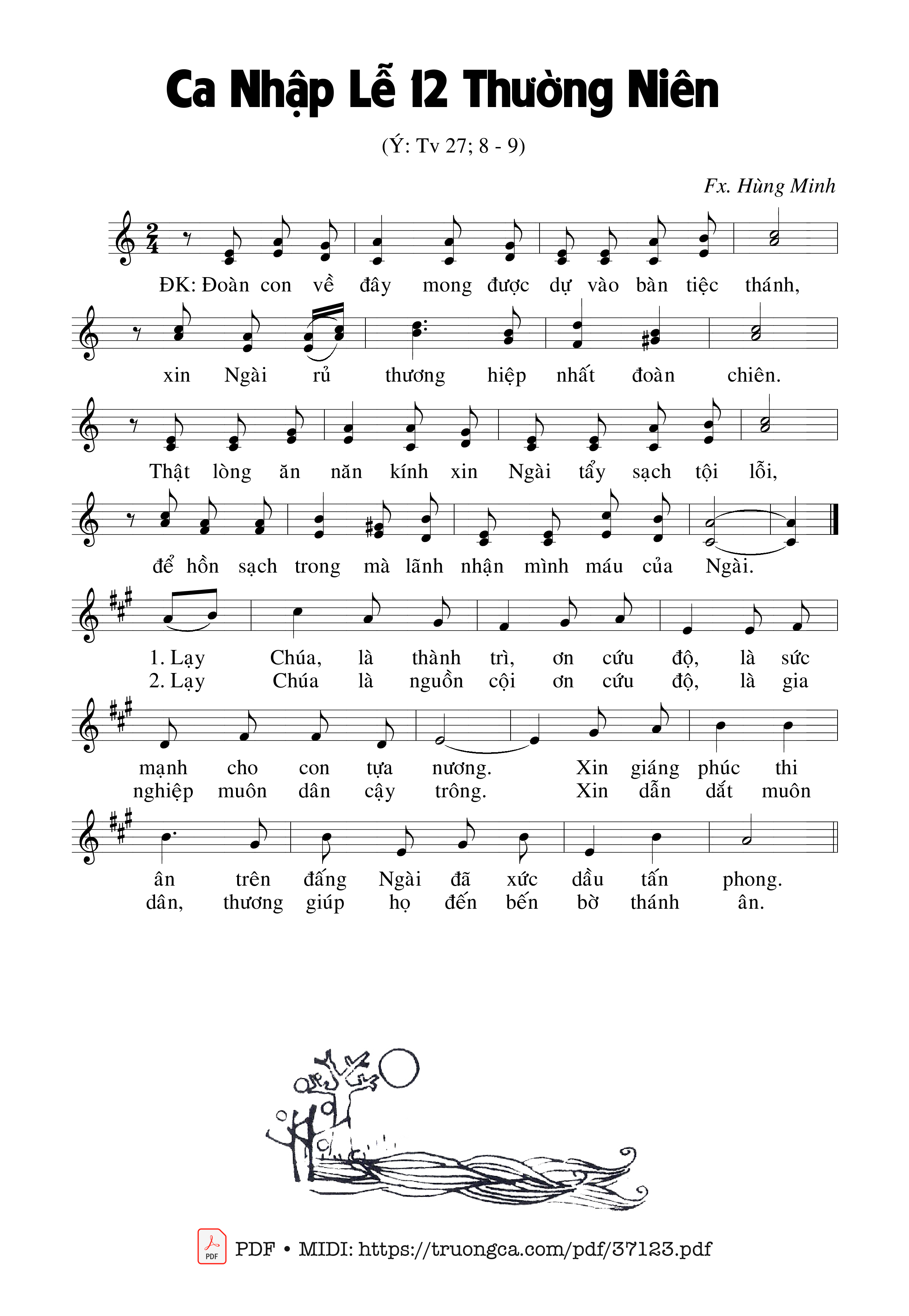 Page 1 of Sheet music PDF Thánh Vịnh 27, Ca Nhập Lễ 12 Thường Niên - Trần Hùng Minh
