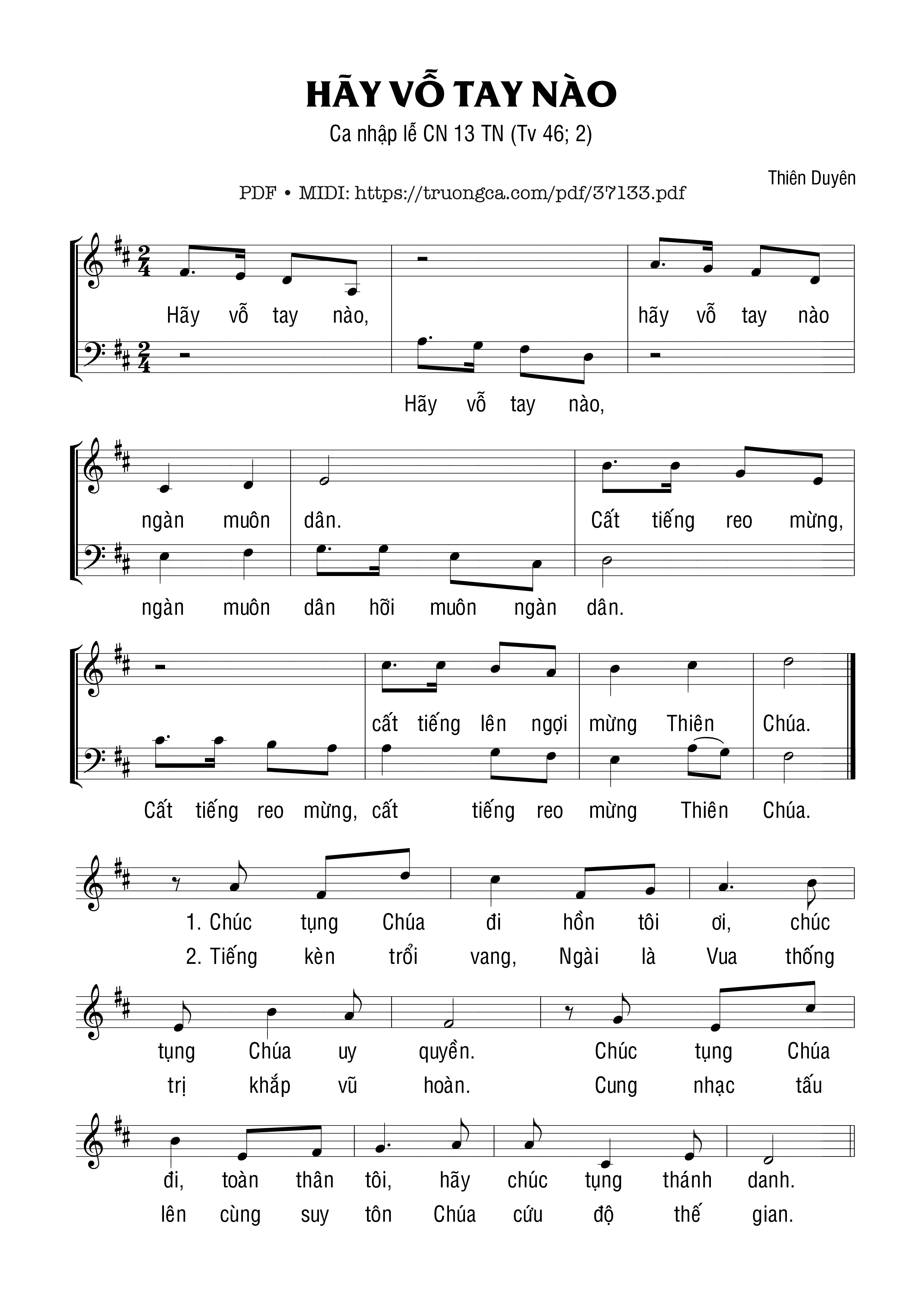 Page 1 of Sheet music PDF Thánh Vịnh 46, Hãy Vỗ Tay Nào - Thiên Duyên