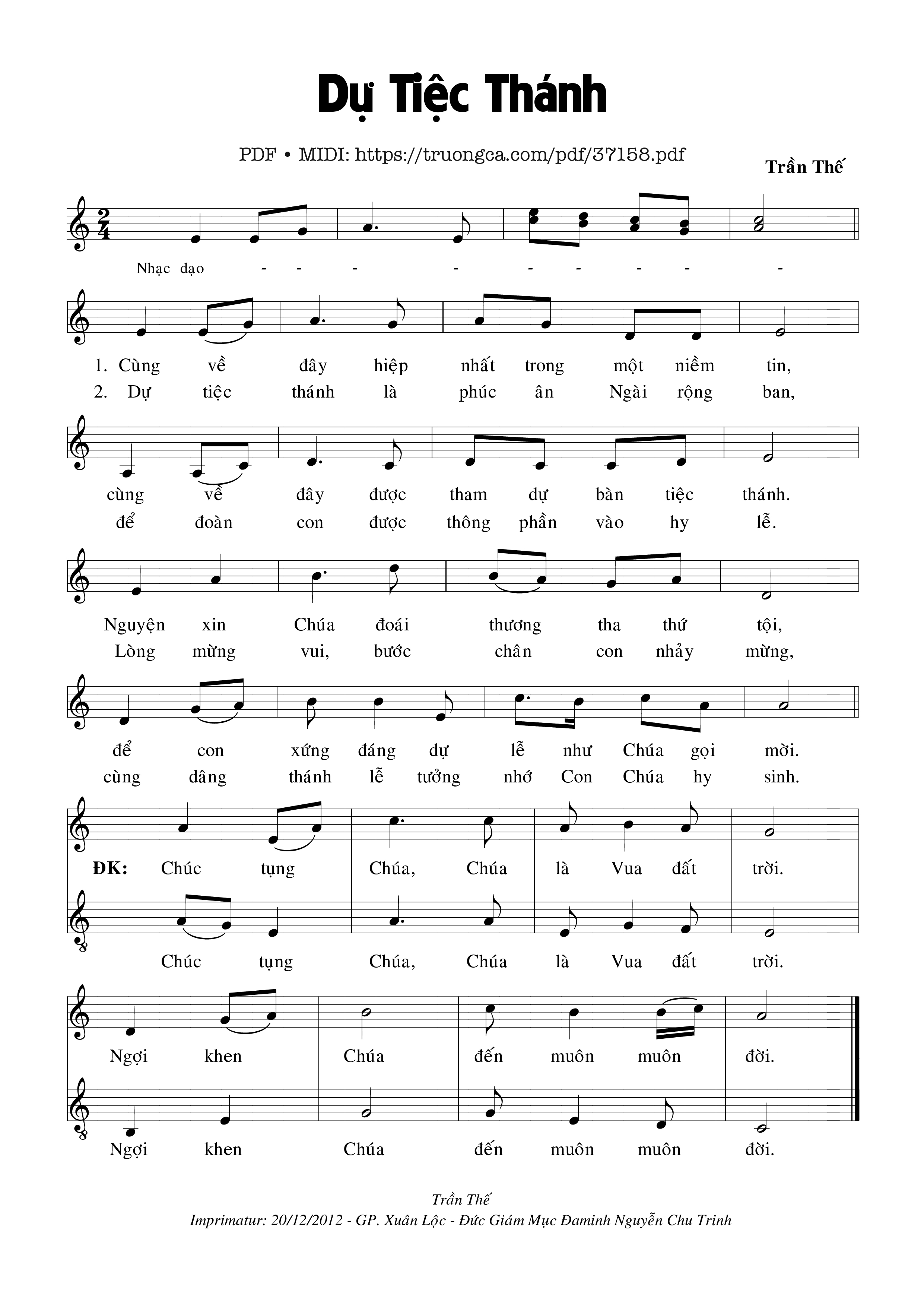 Page 1 of Sheet music PDF Dự Tiệc Thánh - Trần Thế