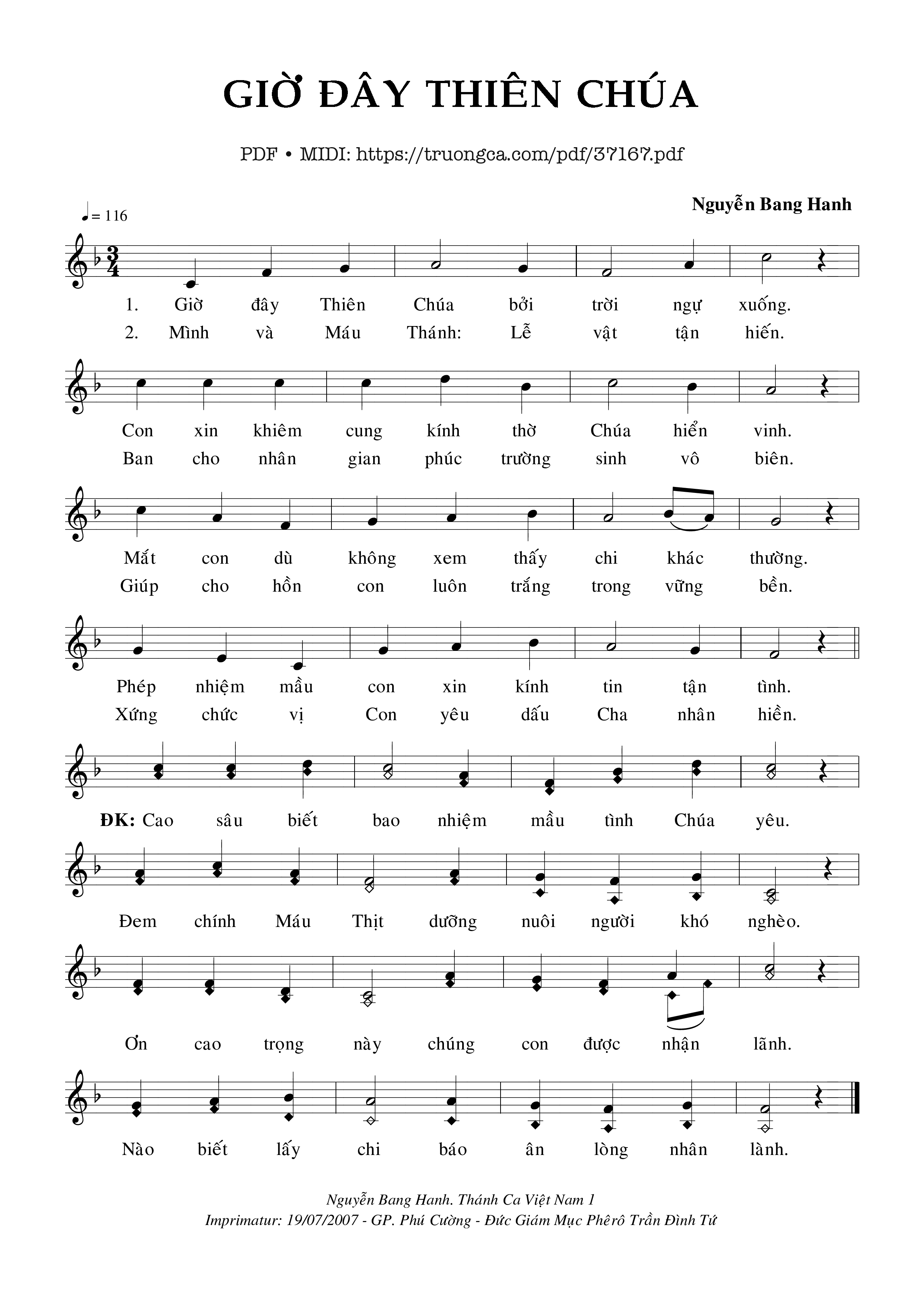 Page 1 of Sheet music PDF Giờ Đây Thiên Chúa - Nguyễn Bang Hanh