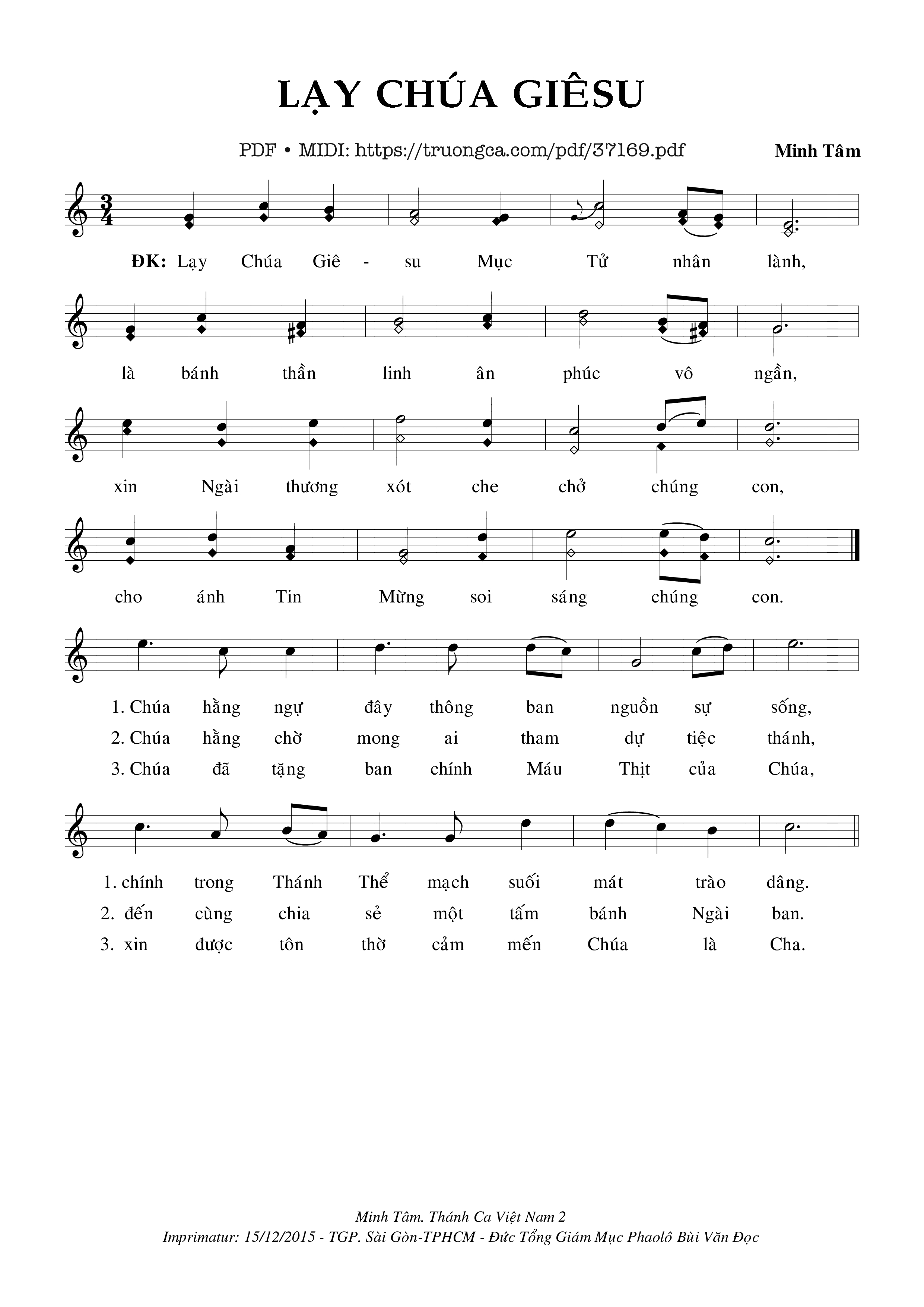 Page 1 of Sheet music PDF Lạy Chúa Giêsu - Minh Tâm