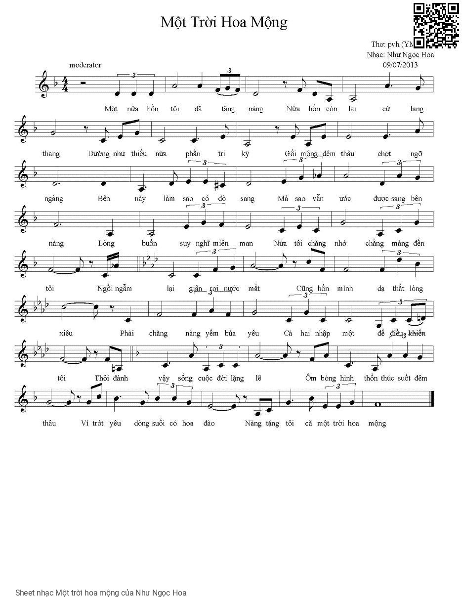 Page 1 of Sheet music PDF Một trời hoa mộng - Như Ngọc Hoa