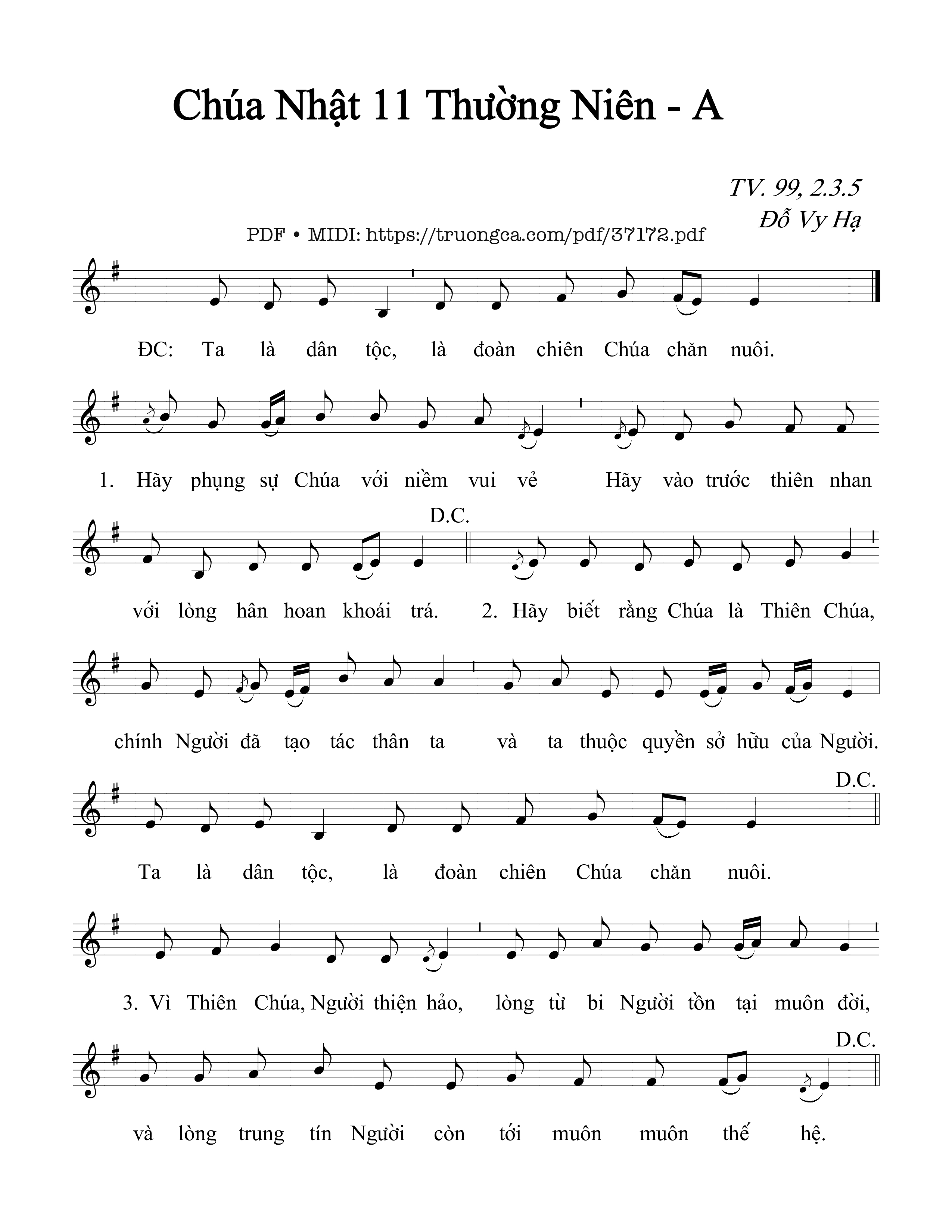 Page 1 of Sheet music PDF Thánh Vịnh 99, Chúa Nhật 11A Thường Niên - Đỗ Vy Hạ