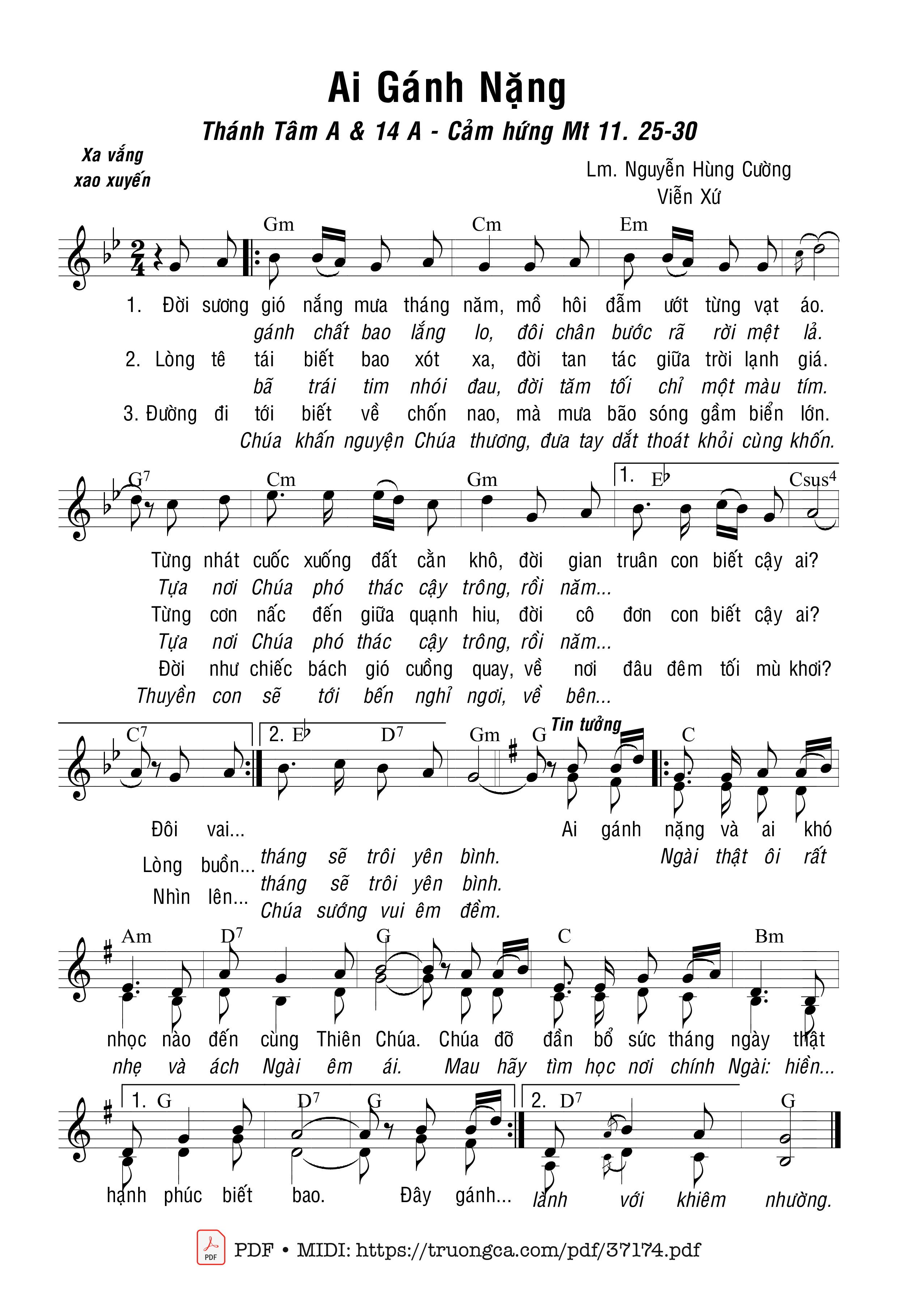 Page 1 of Sheet music PDF Ai Gánh Nặng - Nguyễn Hùng Cường &Amp; Viễn Xứ