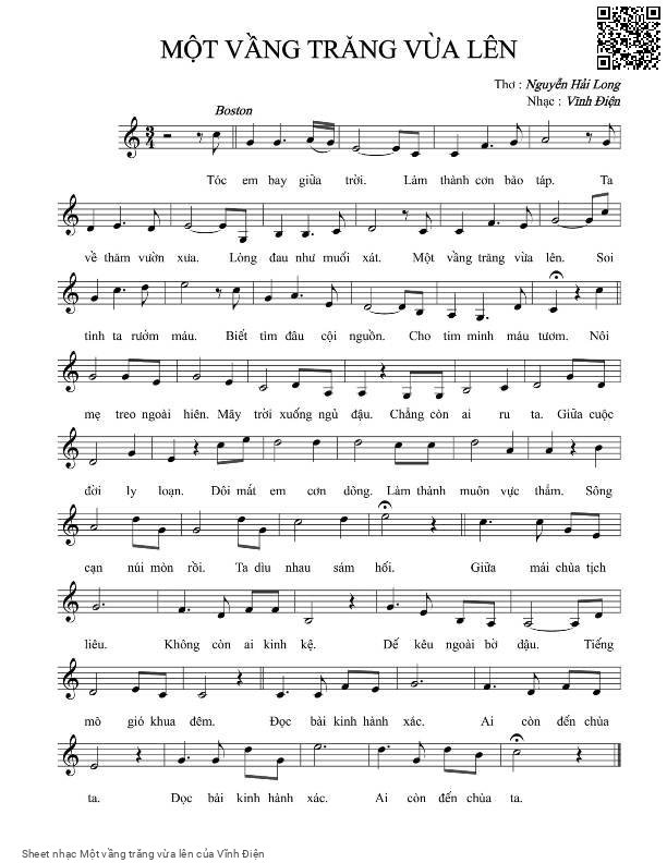 Sheet PDF of Một vầng trăng vừa lên