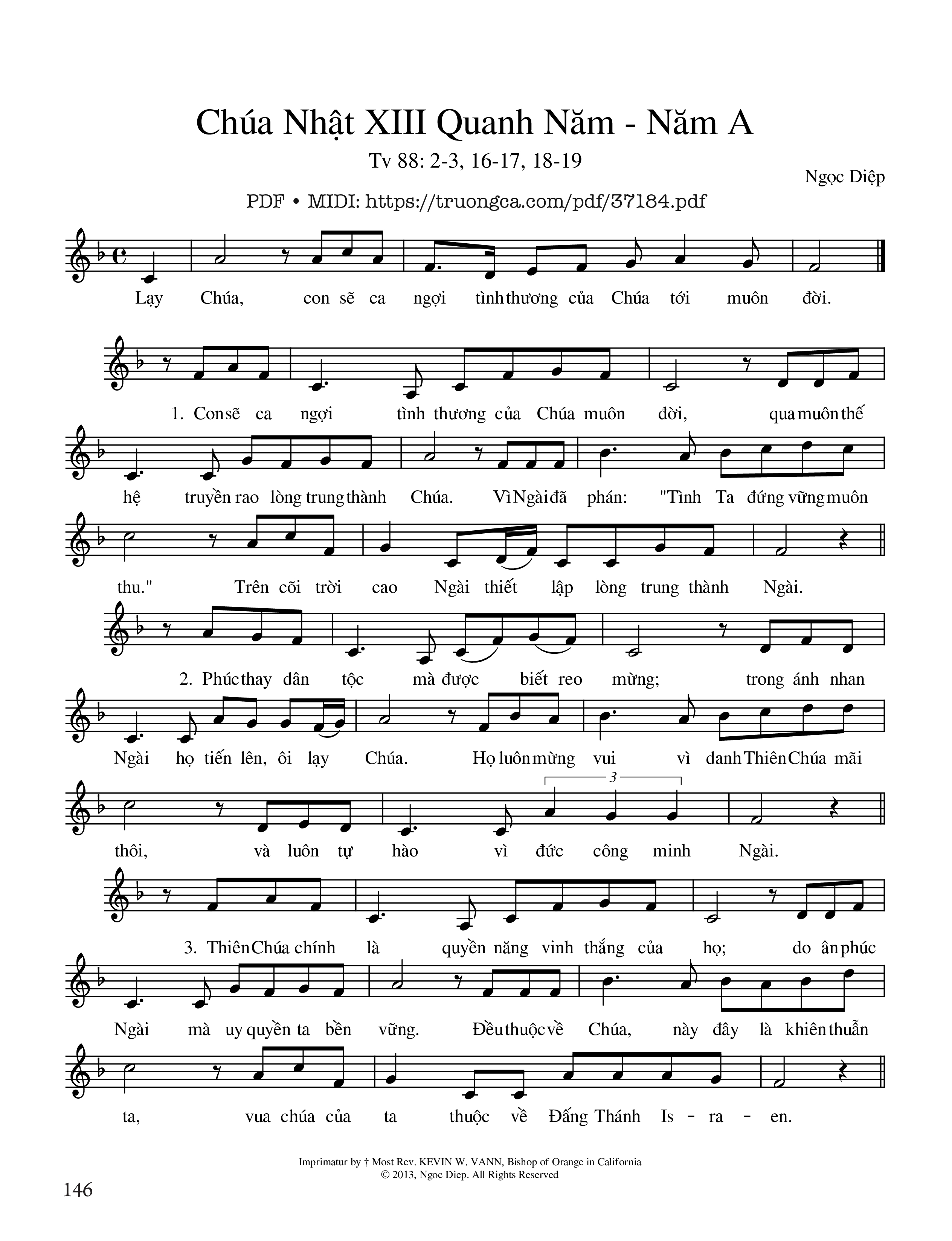 Page 1 of Sheet music PDF Thánh Vịnh 88, Chúa Nhật 13A Thường Niên - Ngọc Diệp