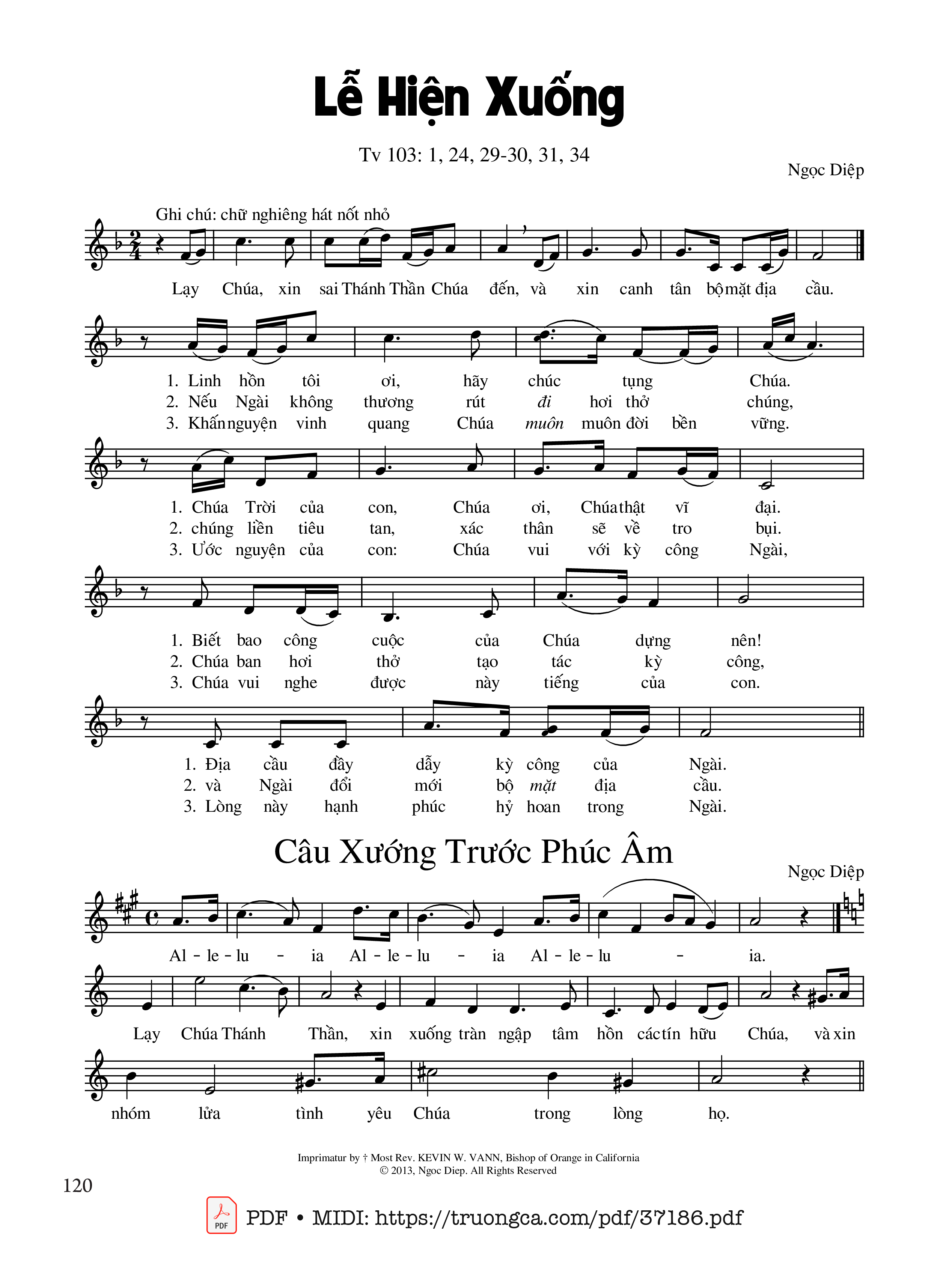 Page 1 of Sheet music PDF Thánh Vịnh 103, Lễ Hiện Xuống - Ngọc Diệp