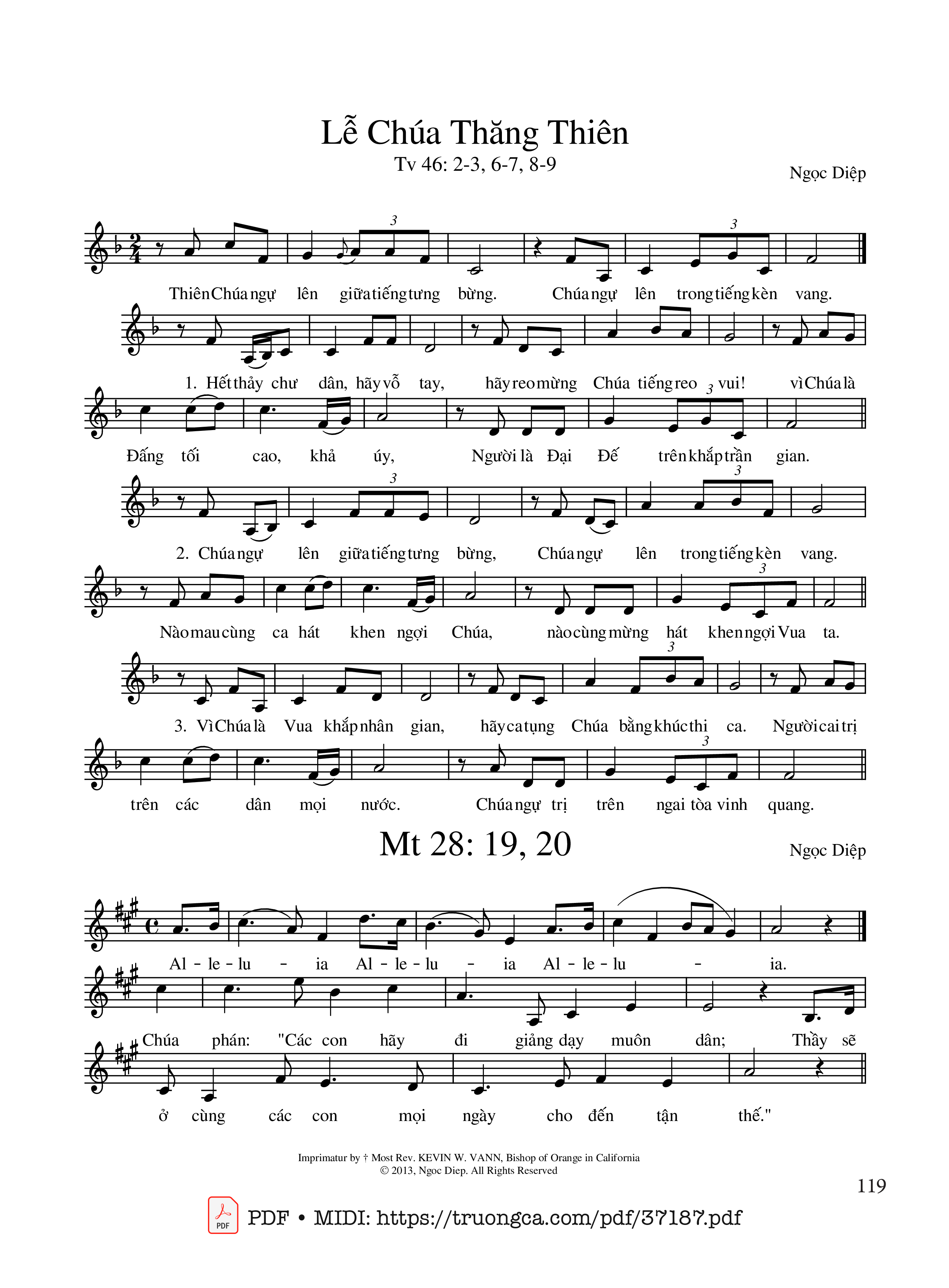 Page 1 of Sheet music PDF Thánh Vịnh 46, Lễ Chúa Thăng Thiên - Ngọc Diệp