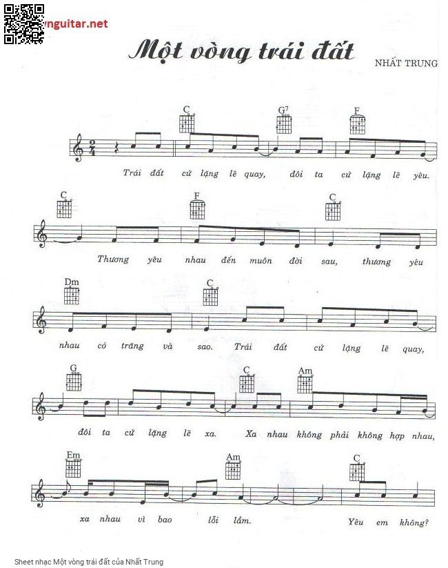 Page 1 of Sheet music PDF Một vòng trái đất - Nhất Trung