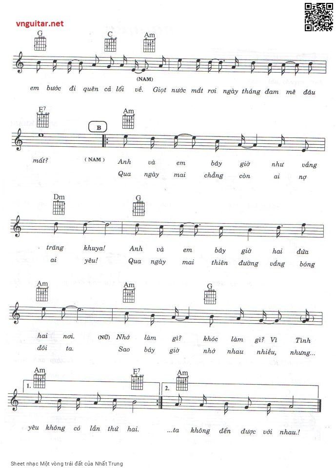 Page 2 of Sheet music PDF Một vòng trái đất - Nhất Trung