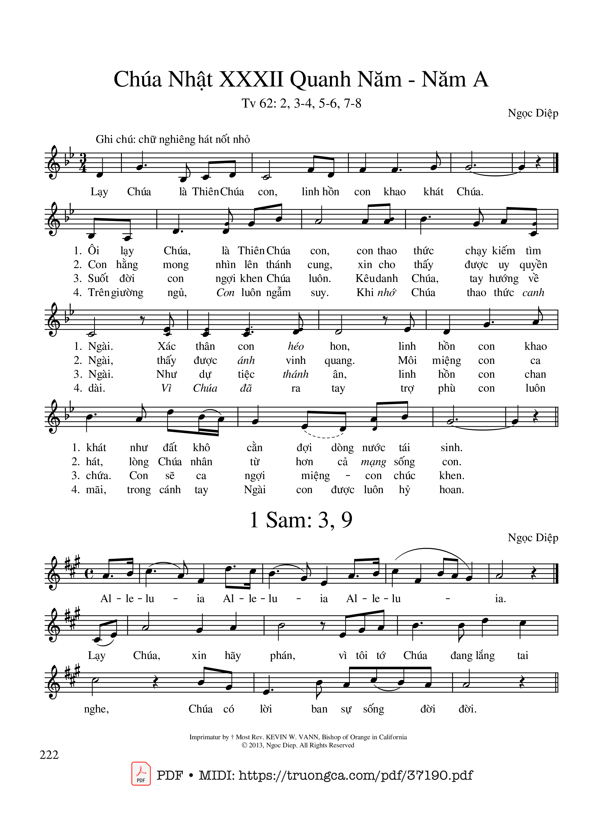 Page 1 of Sheet music PDF Thánh Vịnh 62, Chúa Nhật 32A Thường Niên - Ngọc Diệp