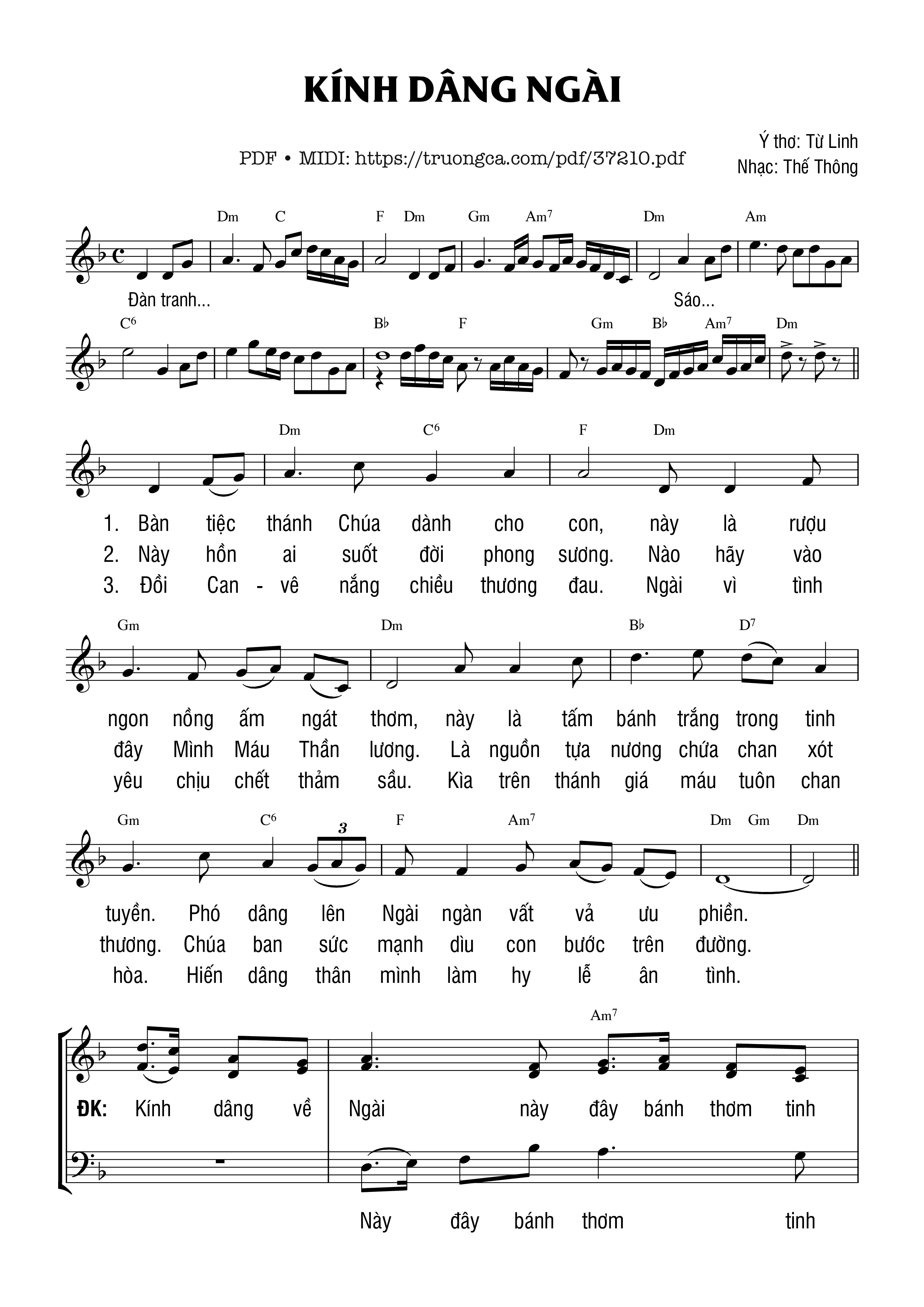 Page 1 of Sheet music PDF Kính Dâng Ngài - Thế Thông