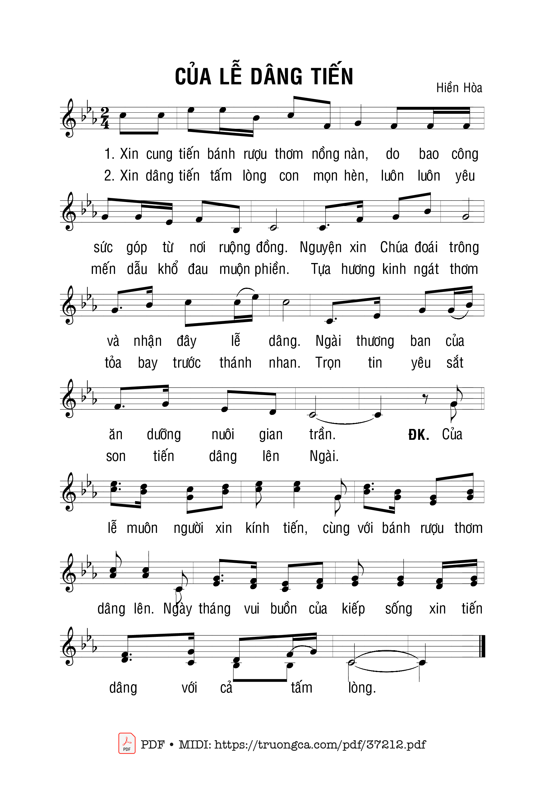 Page 1 of Sheet music PDF Của Lễ Dâng Tiến - Hiền Hòa