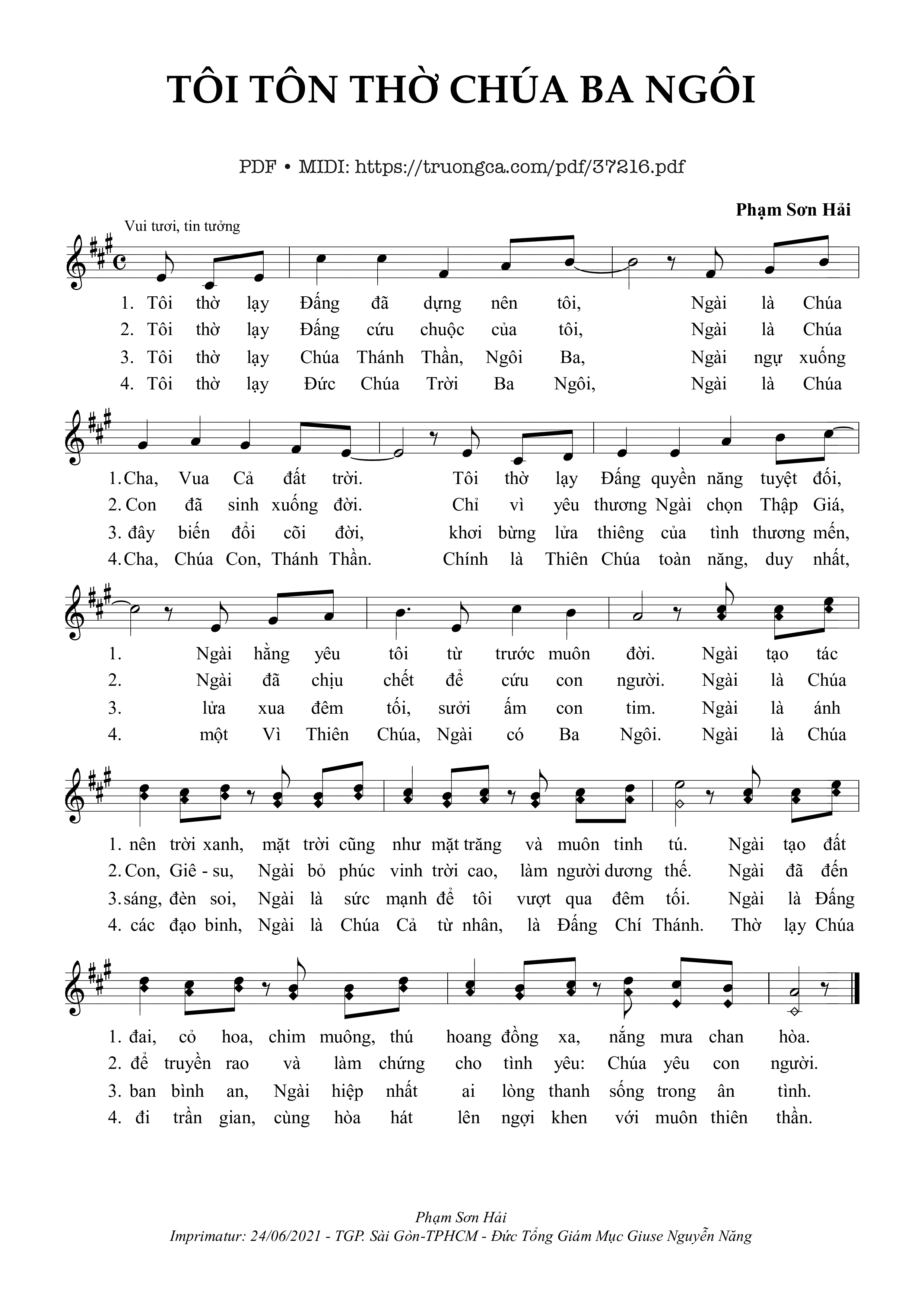 Page 1 of Sheet music PDF Tôi Tôn Thờ Chúa Ba Ngôi - Phạm Sơn Hải