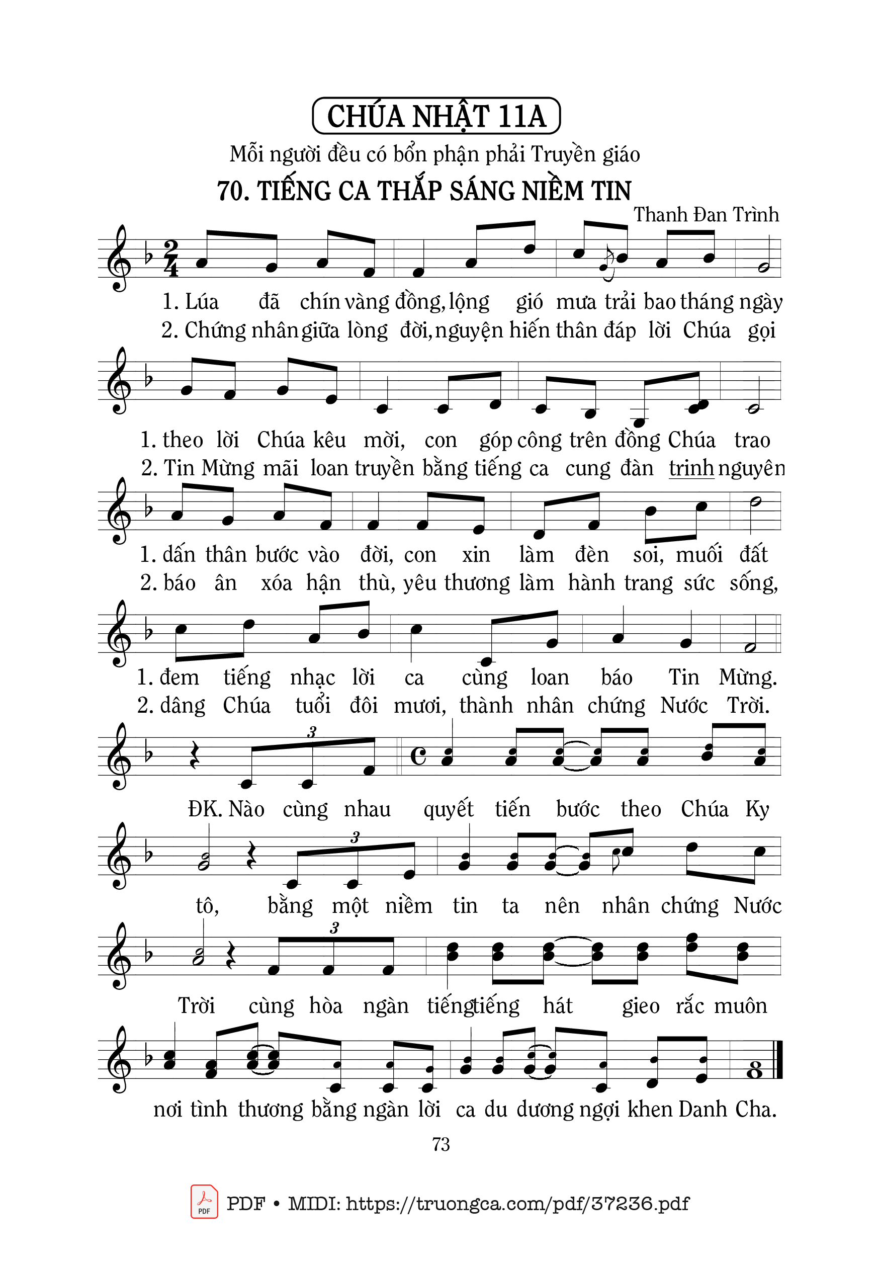 Page 1 of Sheet music PDF Tiếng Ca Thắp Sáng Niềm Tin - Thanh Đan Trình