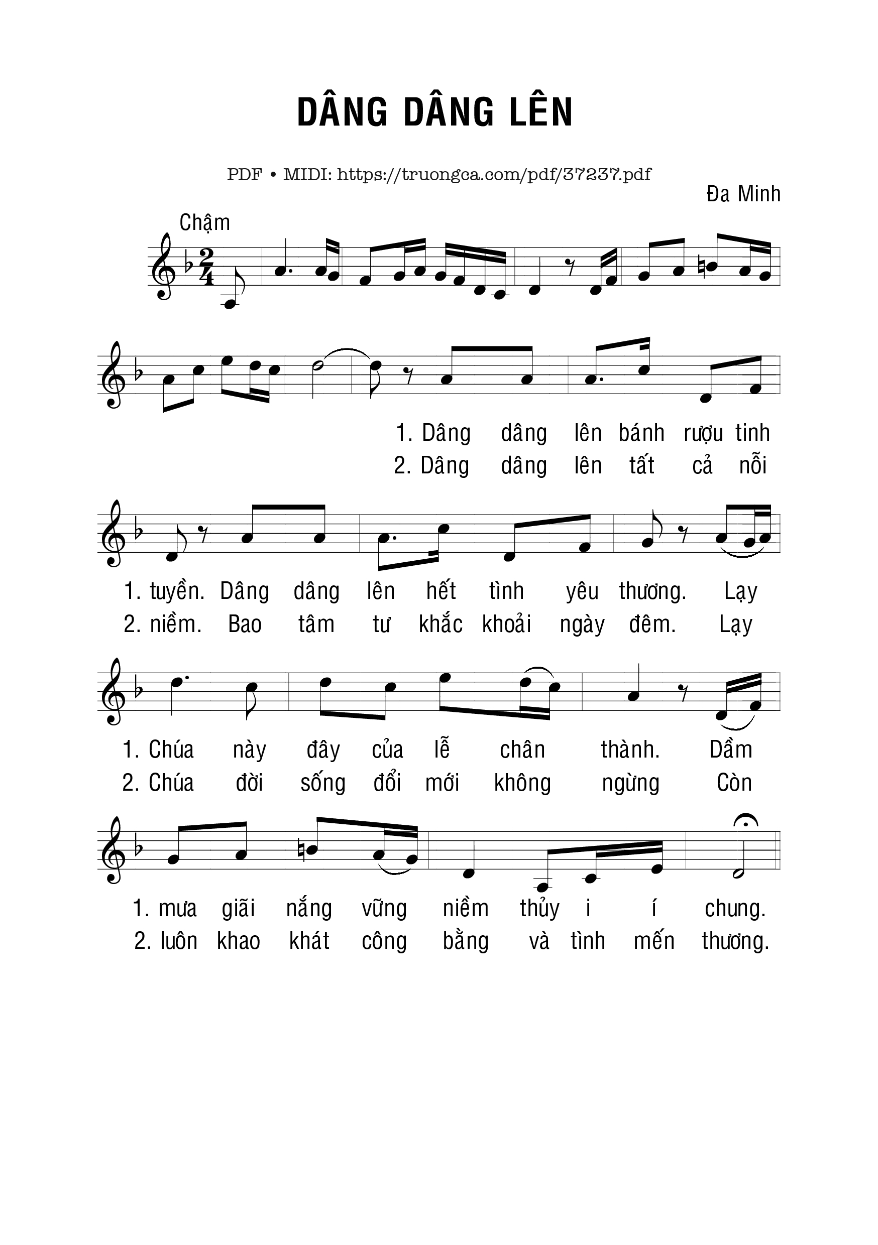 Page 1 of Sheet music PDF Dâng Dâng Lên - Đa Minh