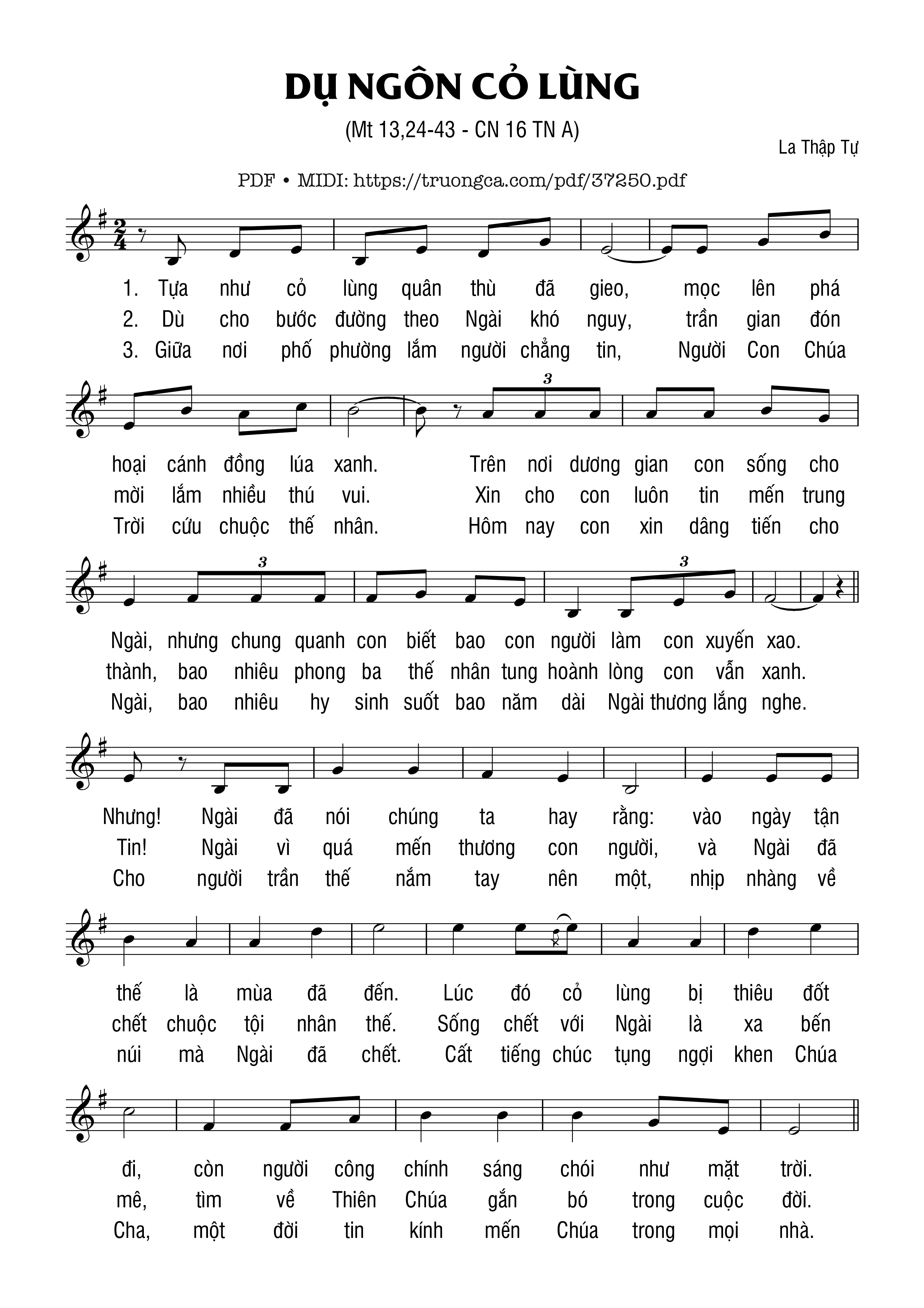Page 1 of Sheet music PDF Dụ Ngôn Cỏ Lùng - La Thập Tự