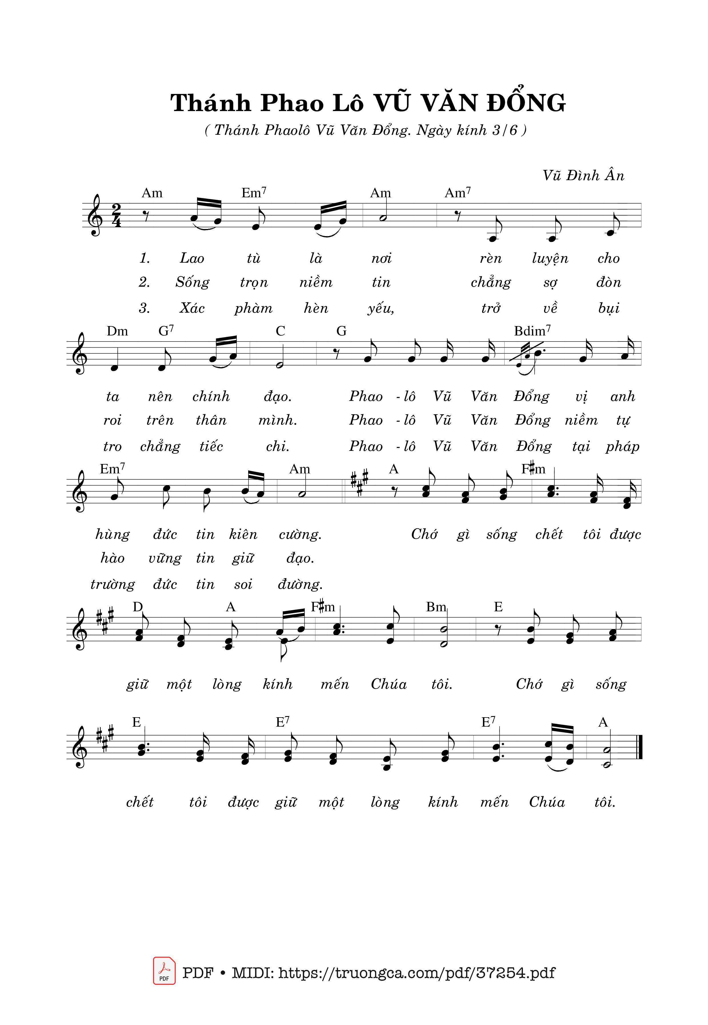Page 1 of Sheet music PDF Thánh Phao-Lô Vũ Văn Đổng (03.06) - Vũ Đình Ân