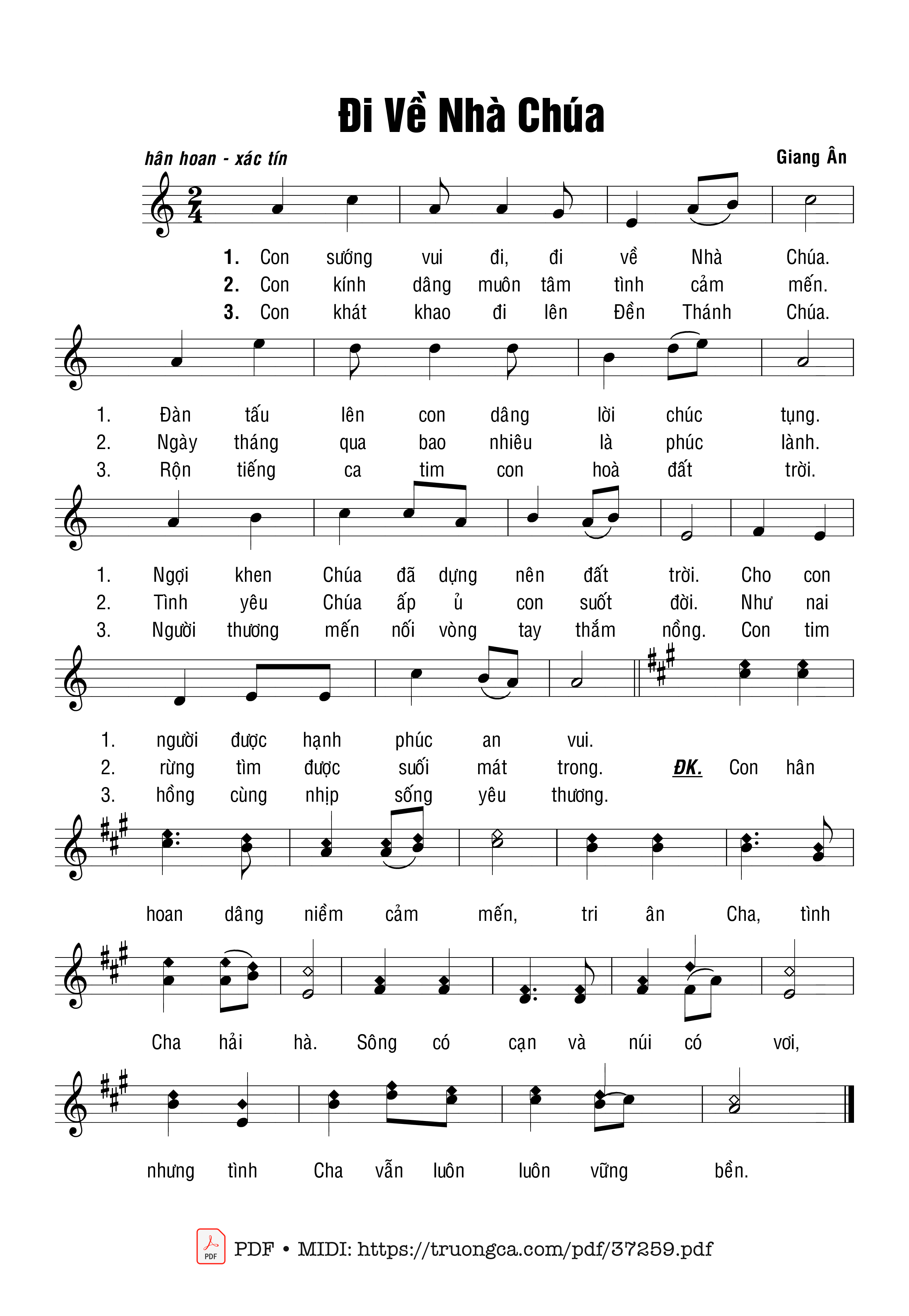 Page 1 of Sheet music PDF Đi Về Nhà Chúa - Giang Ân