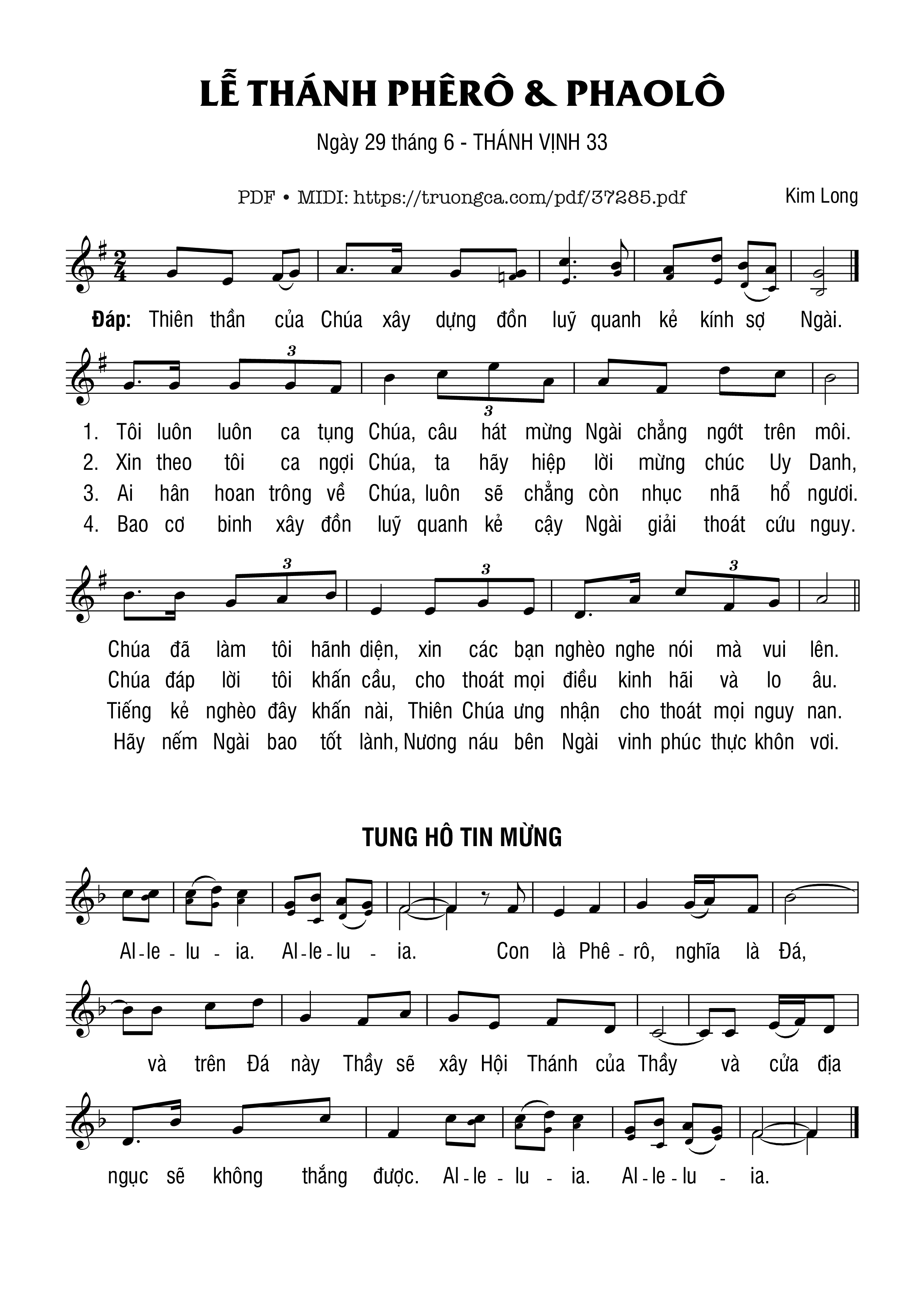 Page 1 of Sheet music PDF Thánh Vịnh 33, Lễ Thánh Phê-Rô Và Phao-Lô - Kim Long