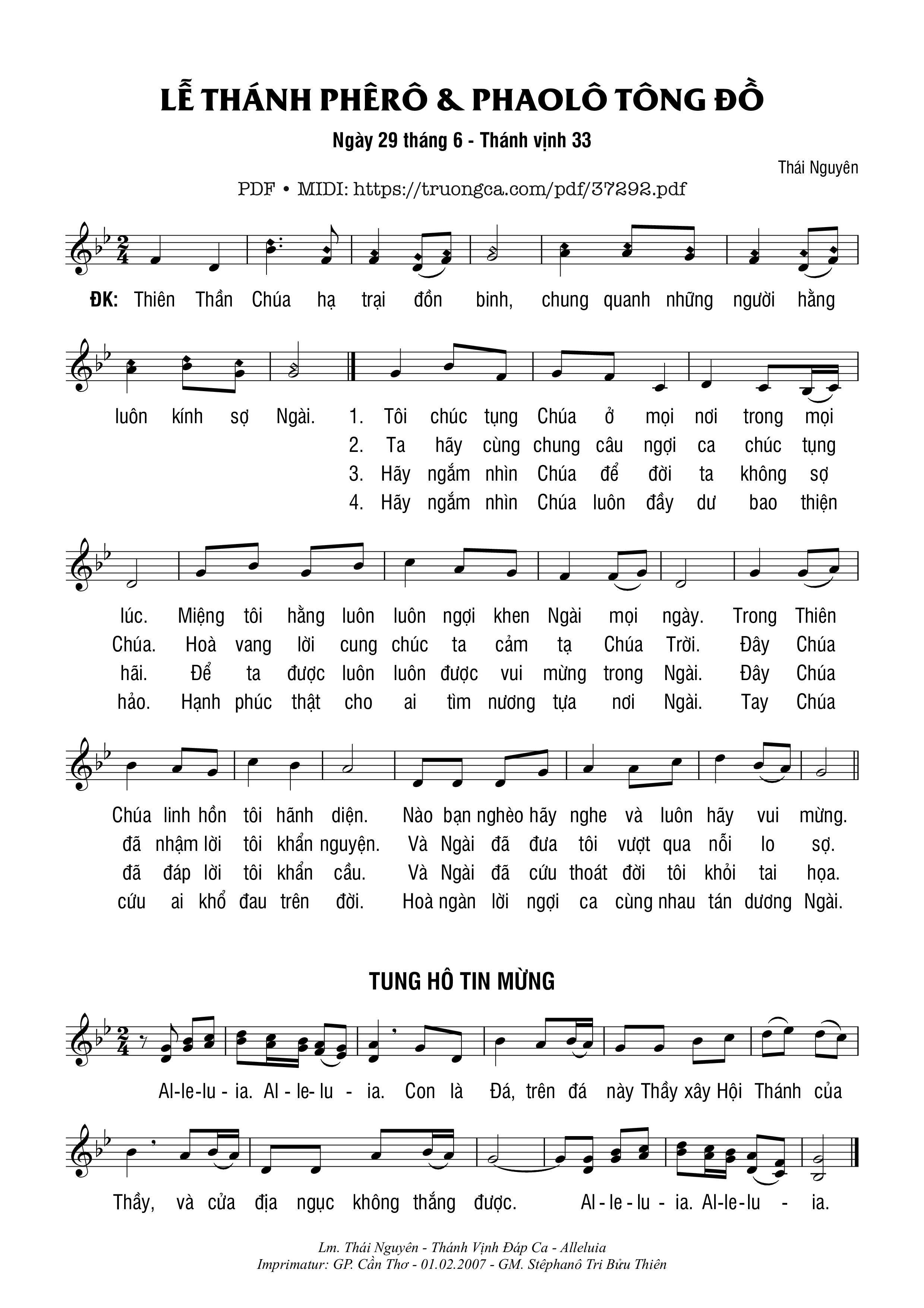 Page 1 of Sheet music PDF Thánh Vịnh 33, Lễ Thánh Phê-Rô Và Phao-Lô - Thái Nguyên