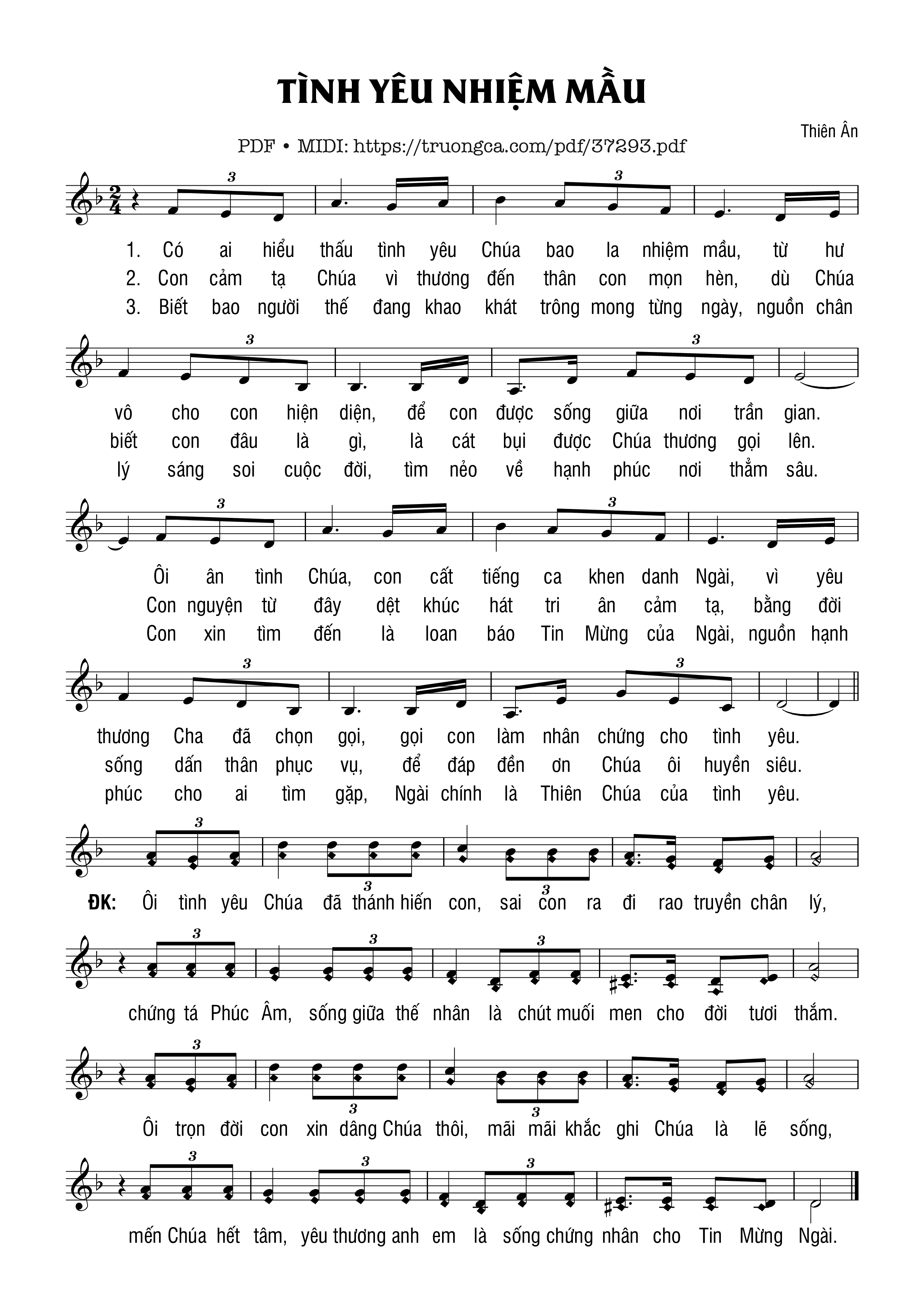 Page 1 of Sheet music PDF Tinh Yêu Nhiệm Mầu - Thiên Ân