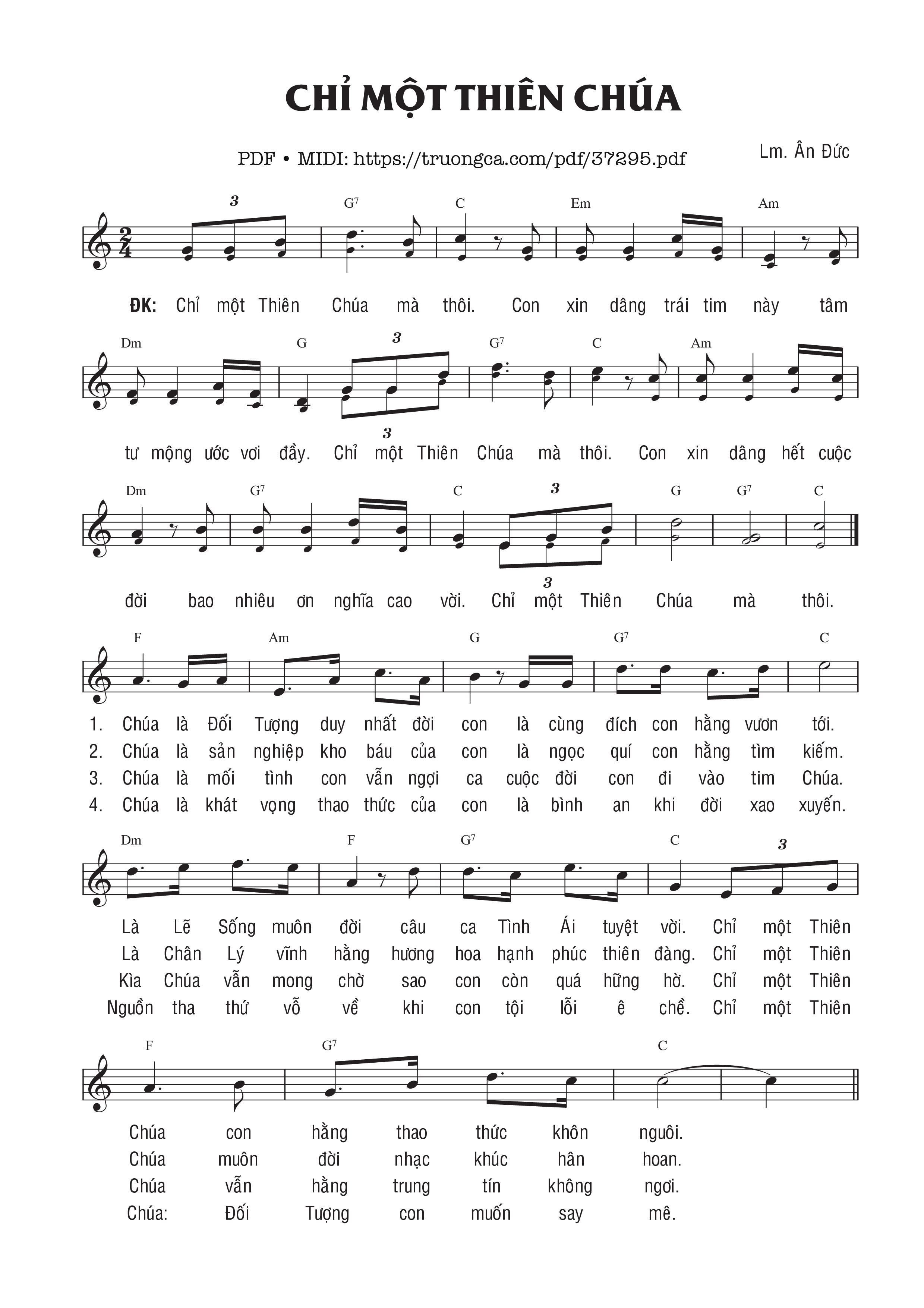 Page 1 of Sheet music PDF Chỉ Một Thiên Chúa - Ân Đức