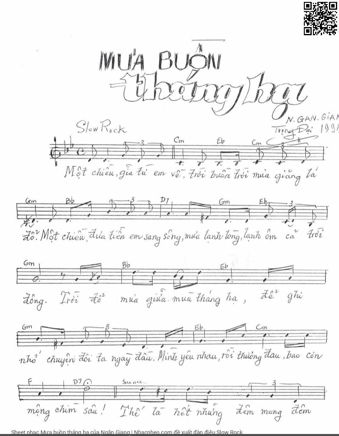 Sheet PDF of Mưa buồn tháng hạ