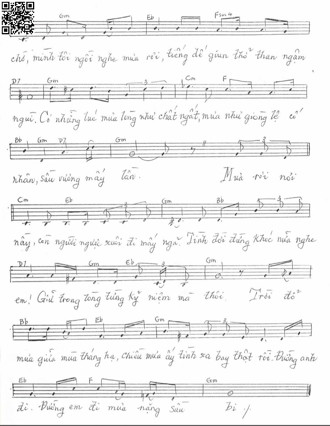 Page 2 of Sheet music PDF Mưa buồn tháng hạ - Ngân Giang