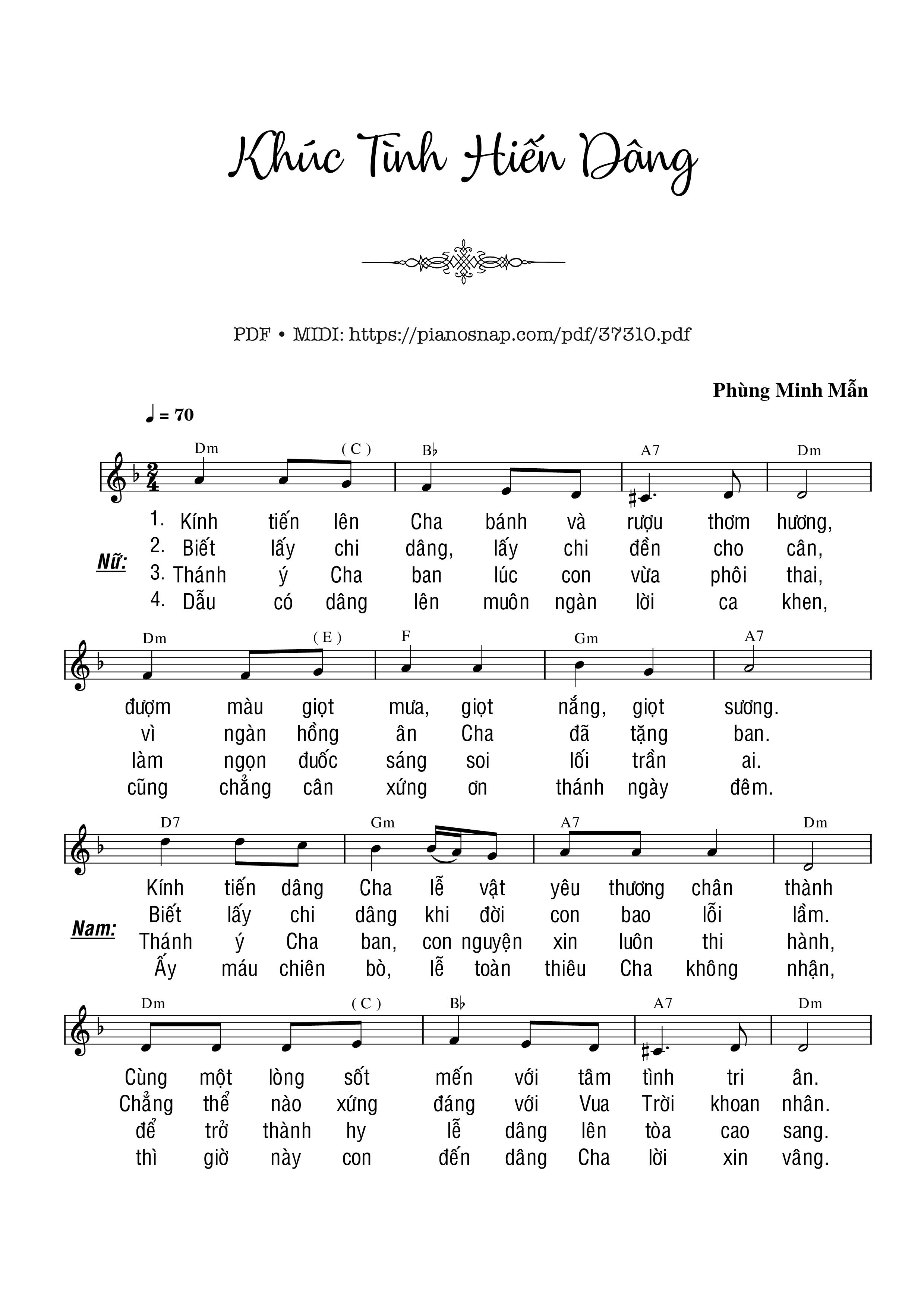 Page 3 of Sheet music PDF Khúc Tình Hiến Dâng - Phùng Minh Mẫn