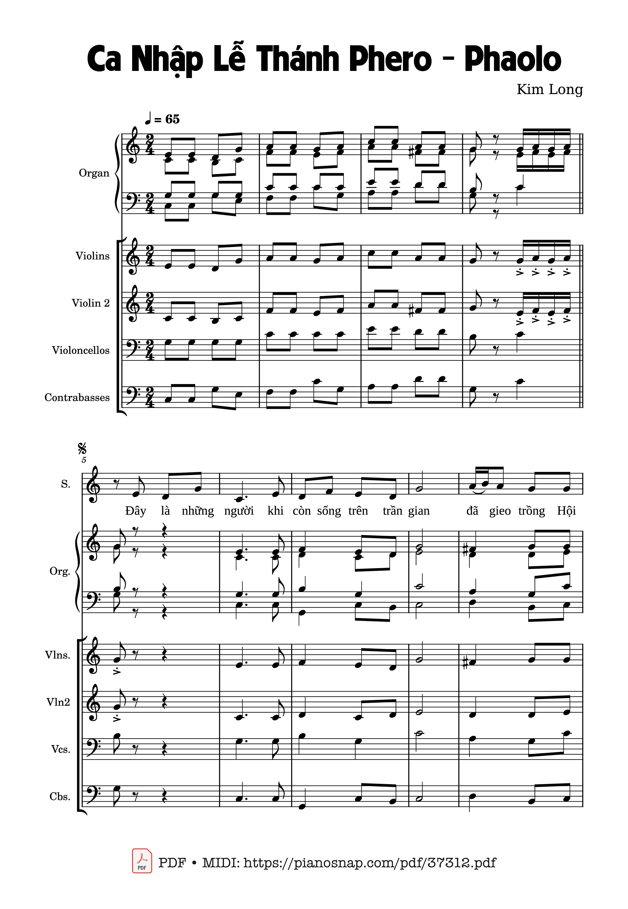 Page 1 of Sheet music PDF Ca Nhập Lễ Thánh Phero - Phaolo - Kim Long