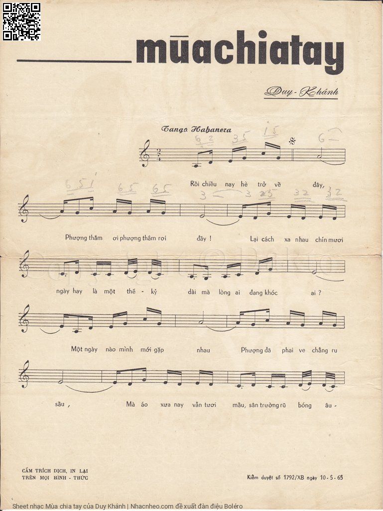 Page 2 of Sheet music PDF Mùa chia tay - Duy Khánh