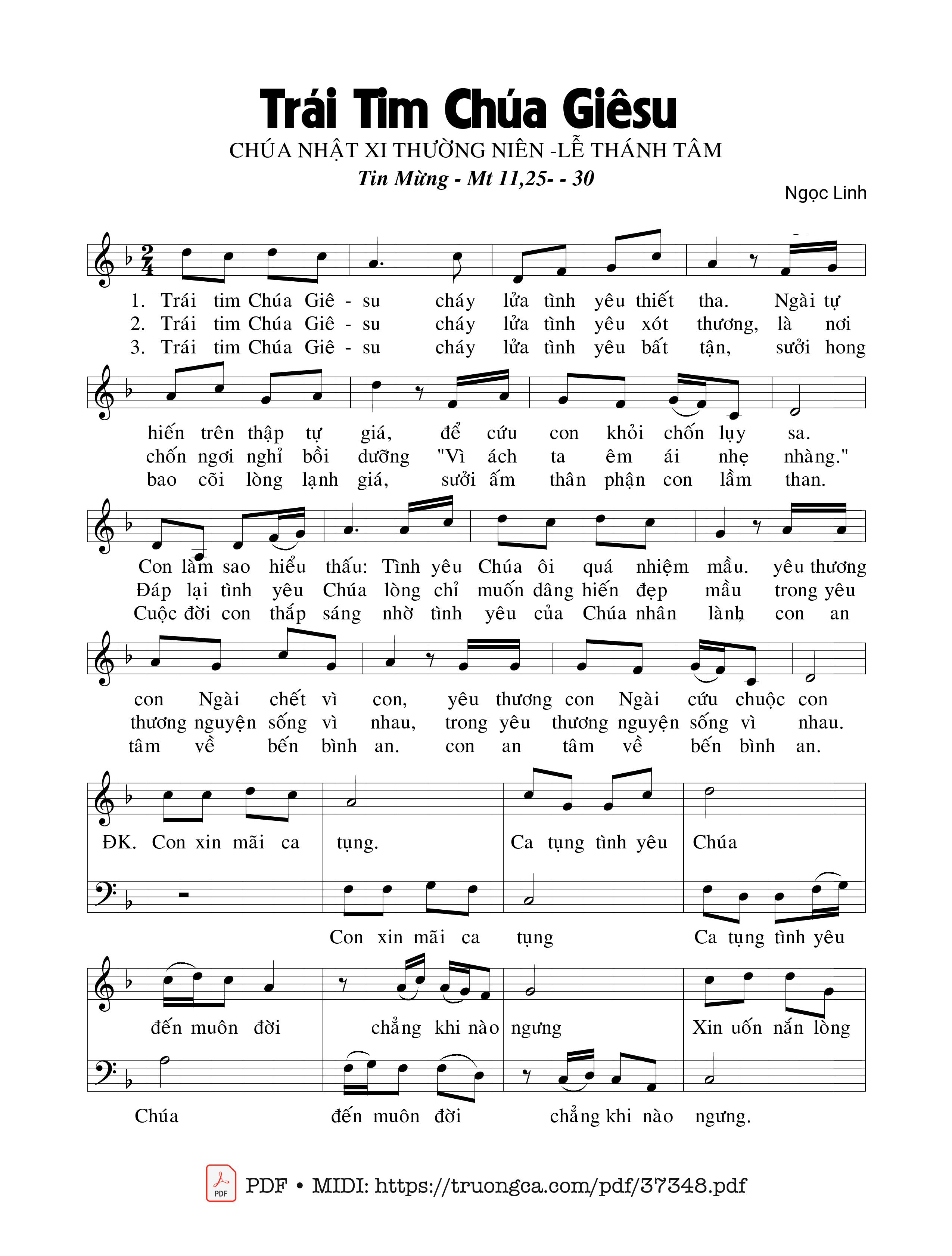 Page 1 of Sheet music PDF Trái Tim Chúa Giêsu - Ngọc Linh