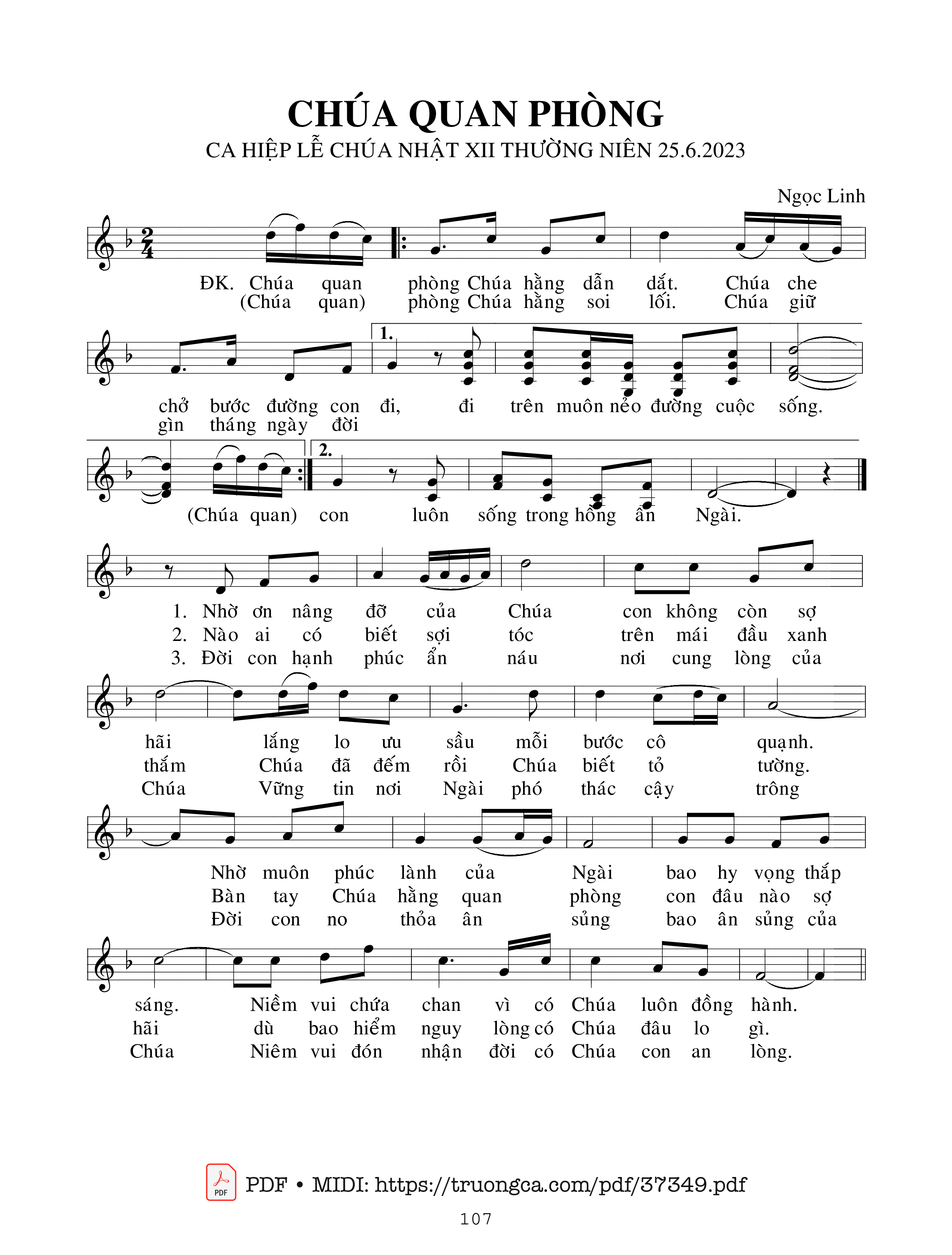 Page 1 of Sheet music PDF Chúa Quan Phòng - Ngọc Linh