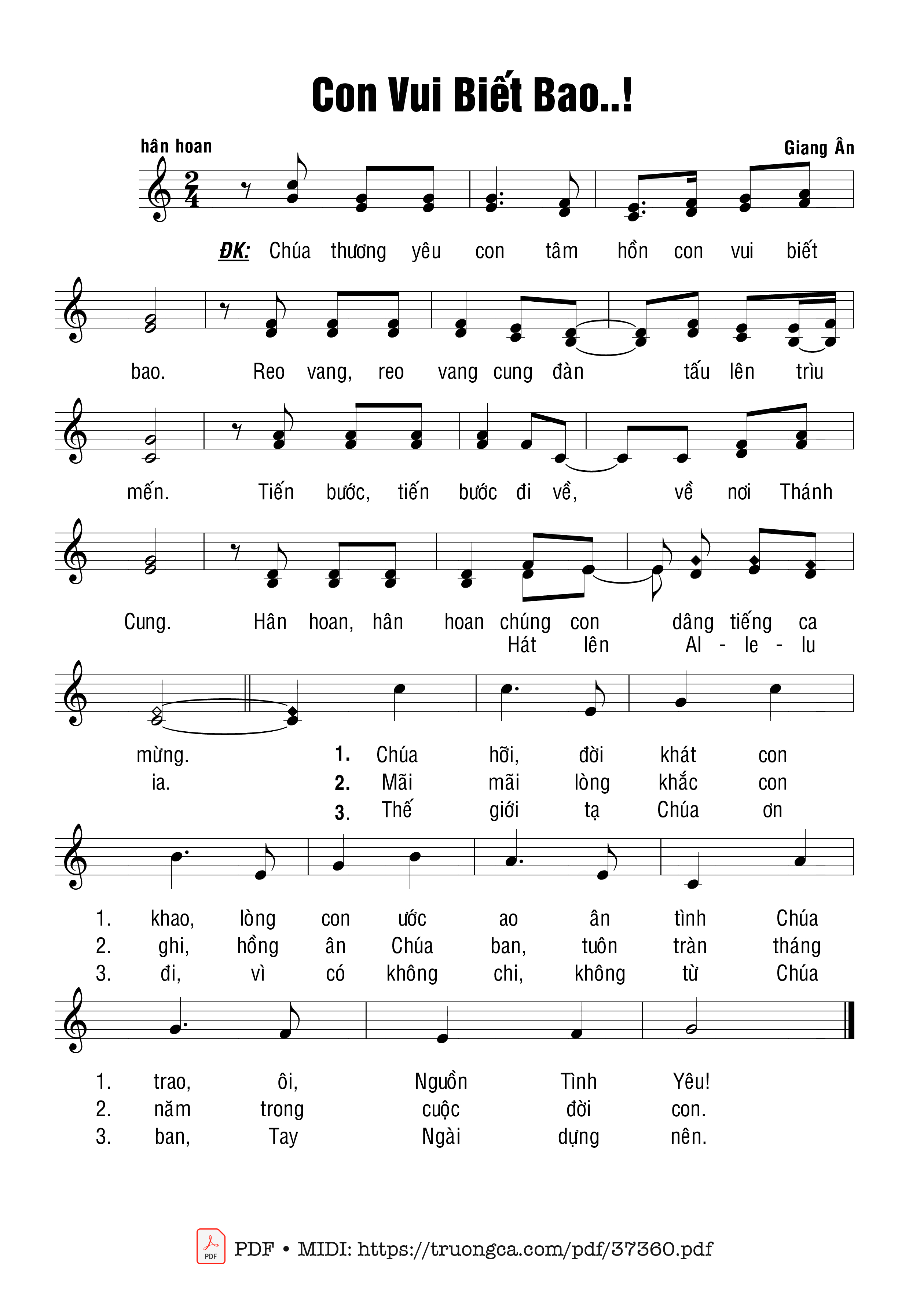 Page 1 of Sheet music PDF Con Vui Biết Bao - Giang Ân