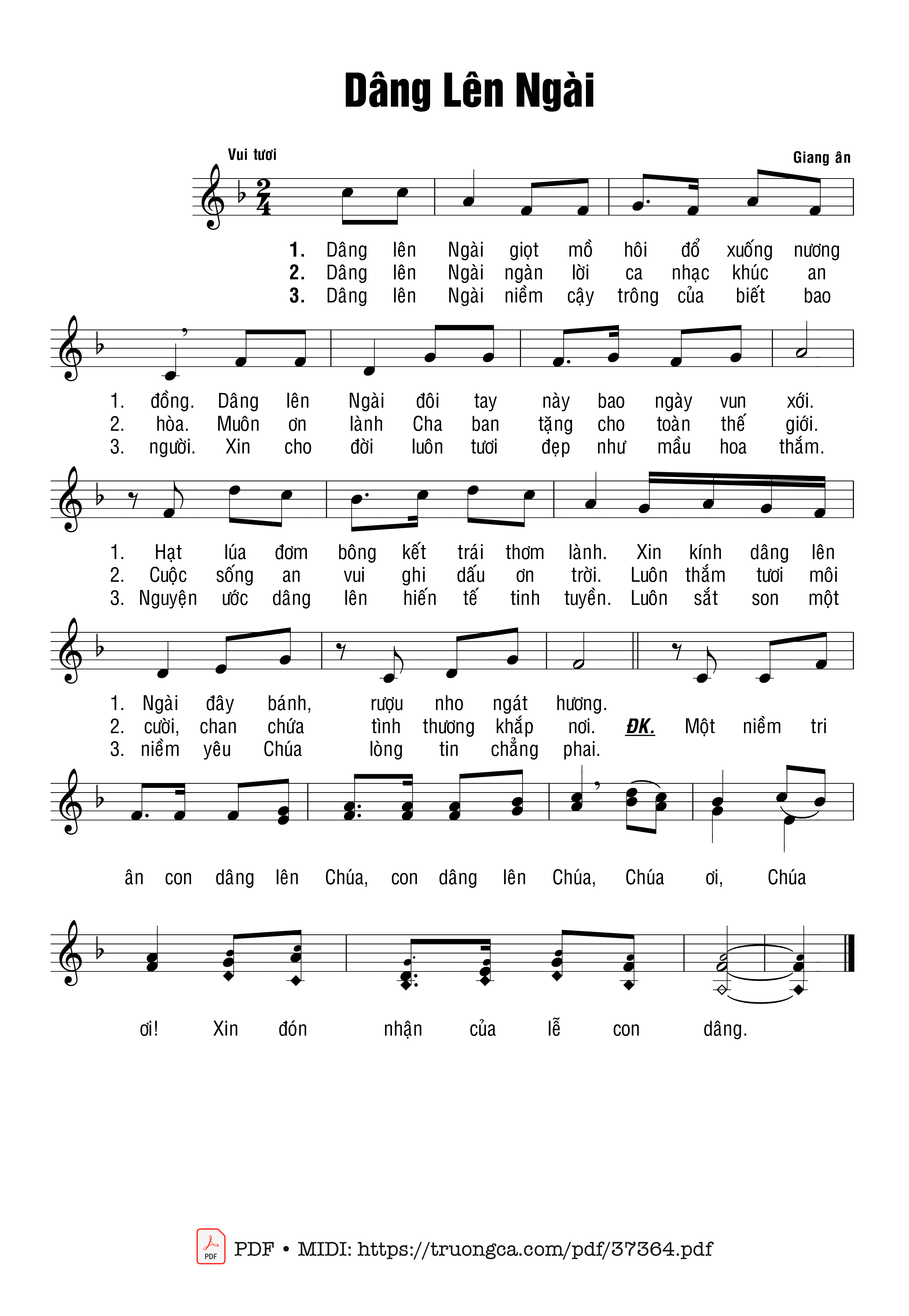 Page 1 of Sheet music PDF Dâng Lên Ngài - Giang Ân