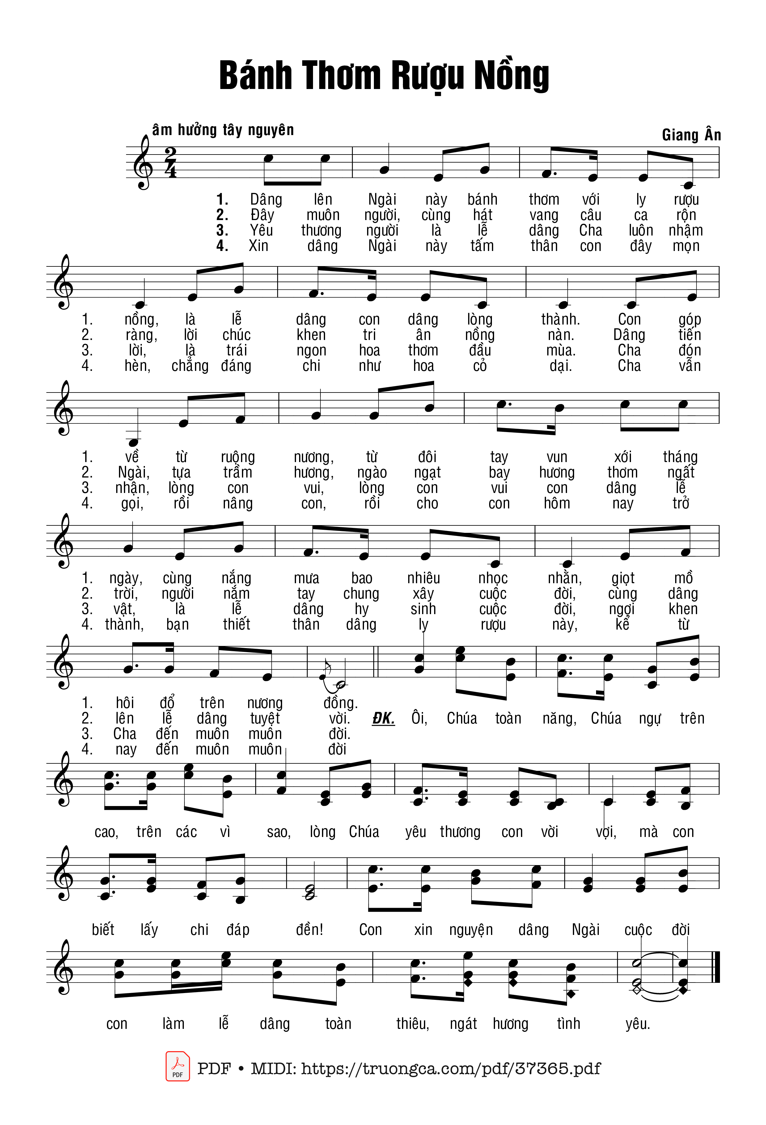 Page 1 of Sheet music PDF Bánh Thơm Rượu Nồng - Giang Ân