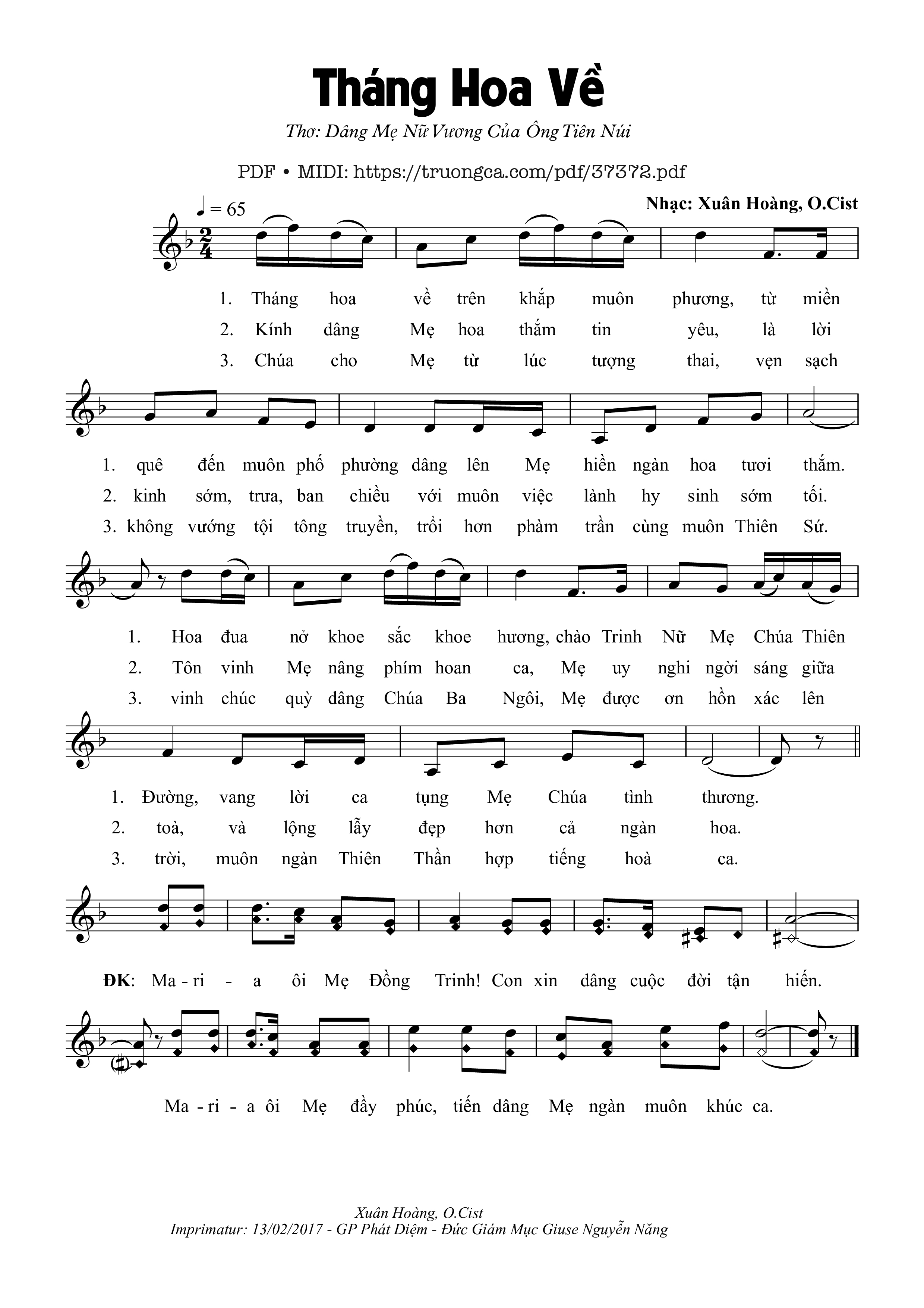 Page 1 of Sheet music PDF Tháng Hoa Về - Xuân Hoàng