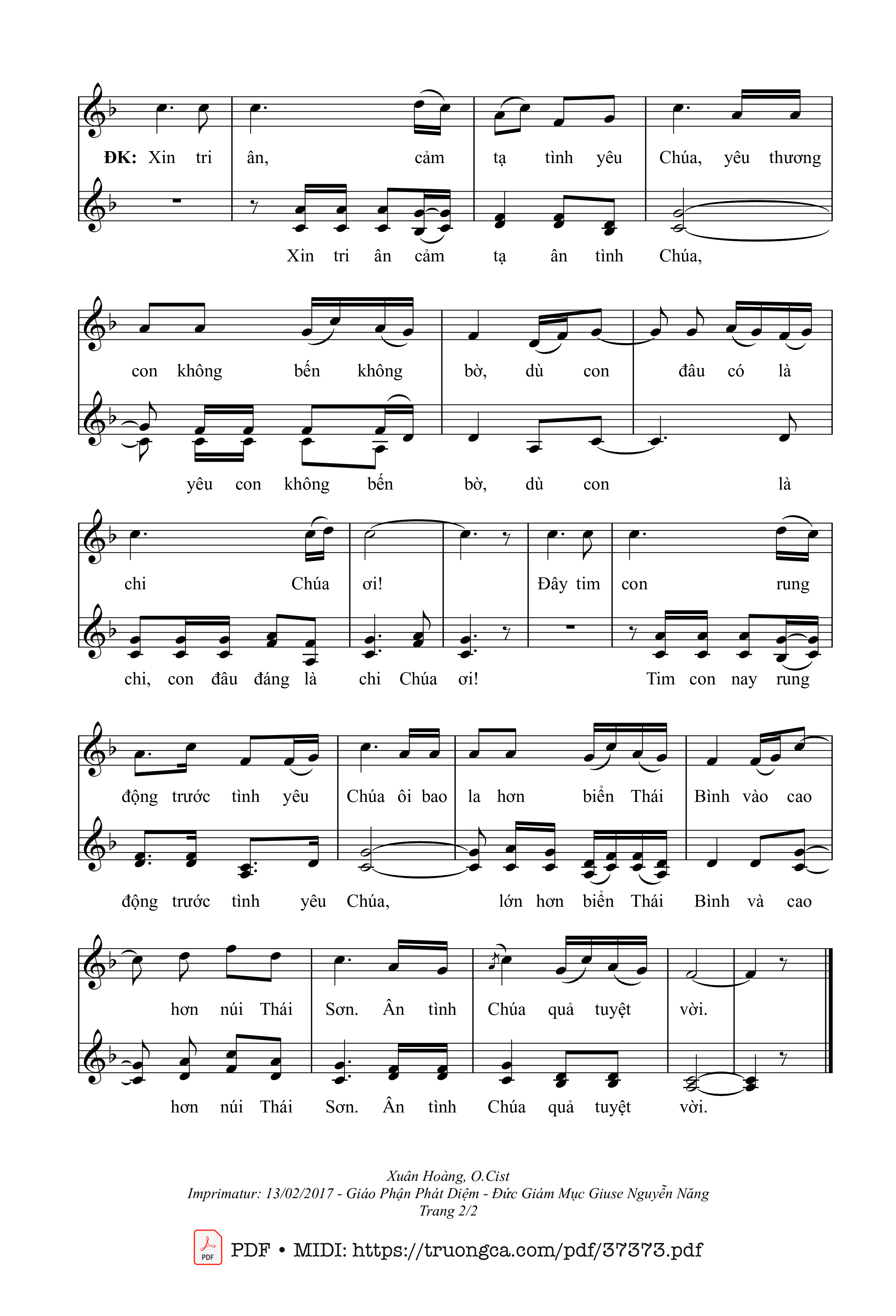 Page 2 of Sheet music PDF Tiếng Gọi Tình Yêu - Xuân Hoàng