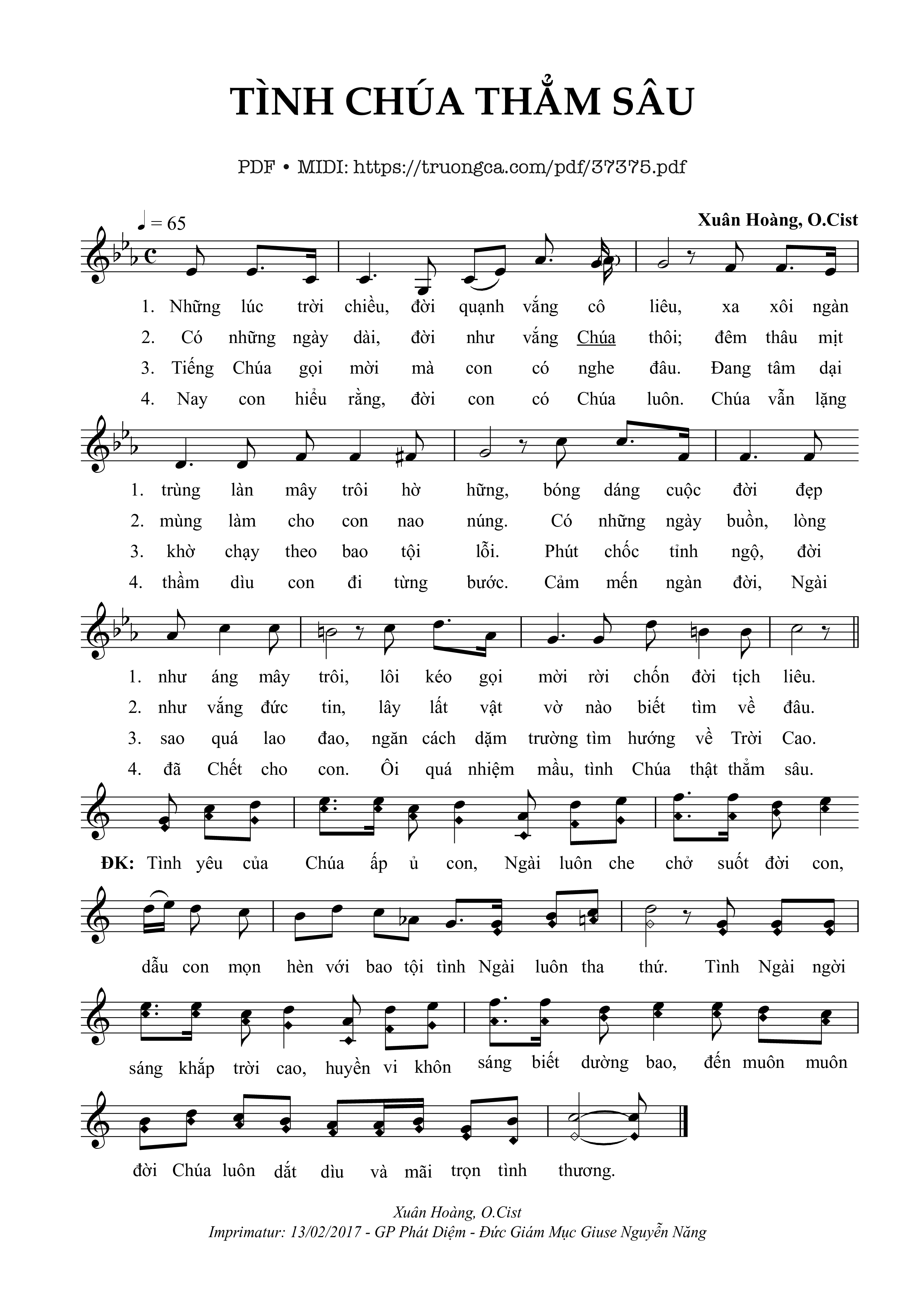 Page 1 of Sheet music PDF Tình Chúa Thẳm Sâu - Xuân Hoàng