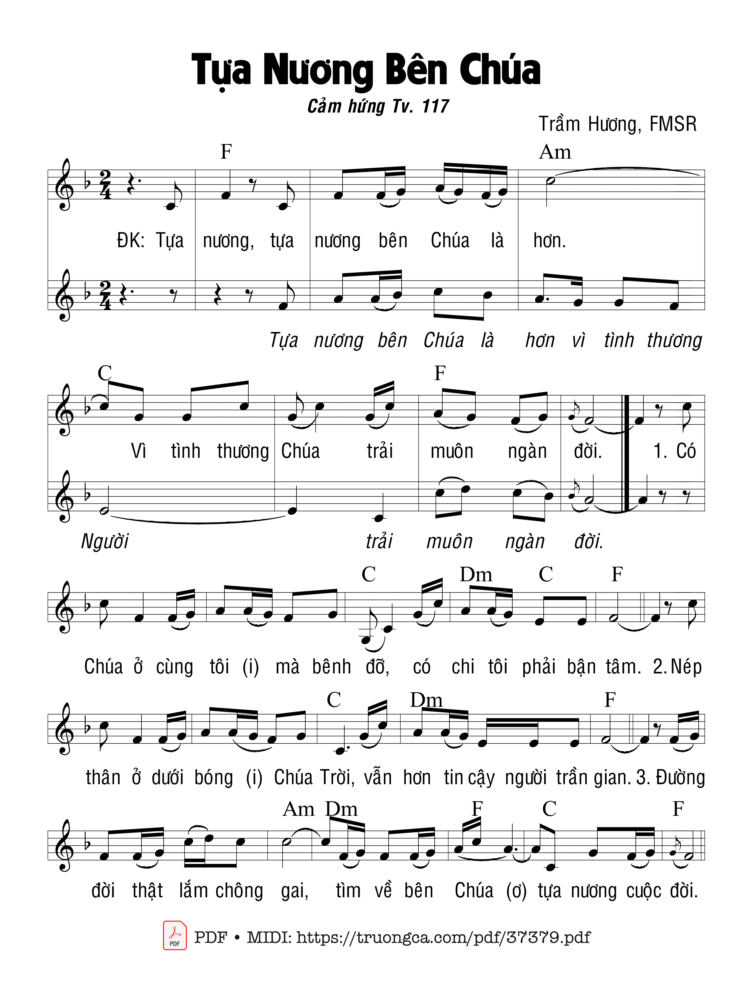 Page 1 of Sheet music PDF Thánh Vịnh 177, Tựa Nương Bên Chúa - Trầm Hương